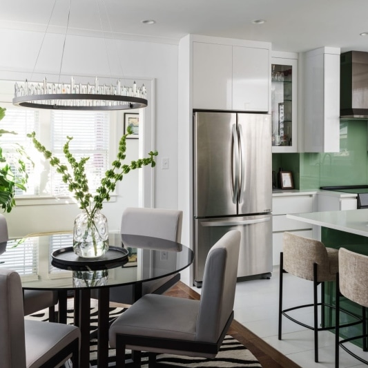 Contemporary green & white kitchen