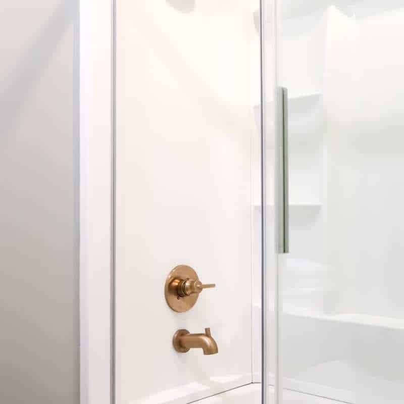 modern bathroom update with bright white shower