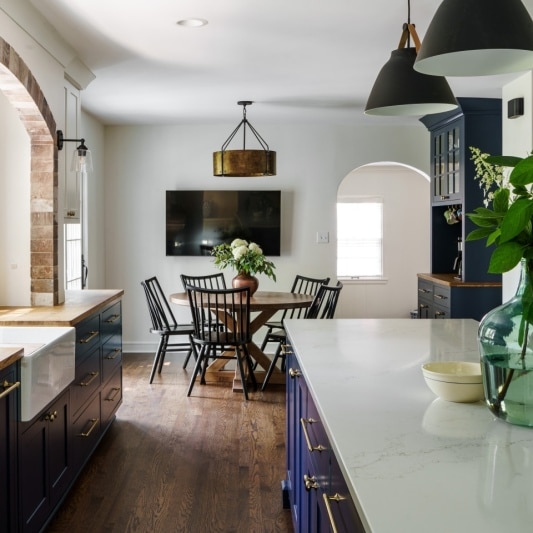 dining room view of newly remodeled kitchen