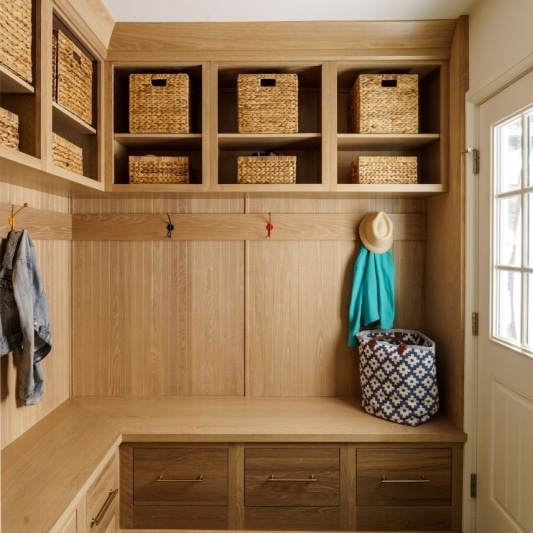 modern warm funky mudroom