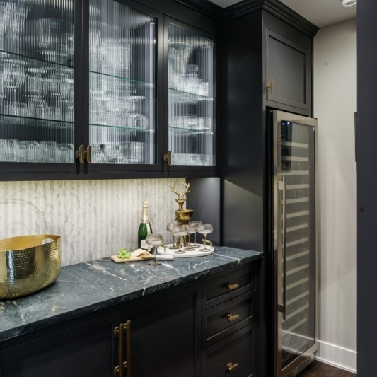 Iron ore moody butlers prep pantry with sleek dramatic details to add character