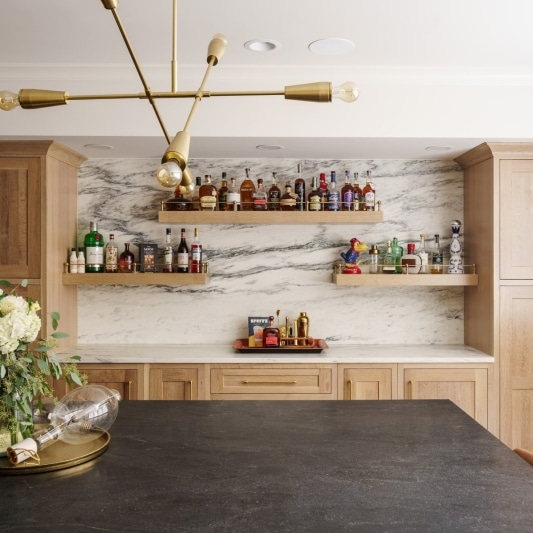 Luxury basement remodel kitchen area in basement
