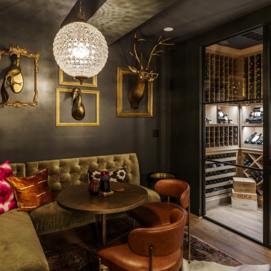 Luxury basement remodel speakeasy wine room