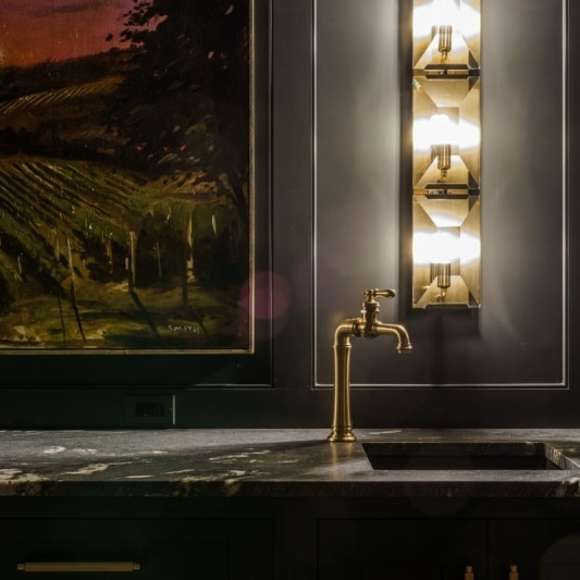 Luxury basement remodel speakeasy wine room wet bar area