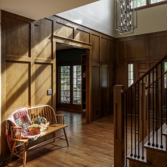 warm wood tones in this entry way remodel
