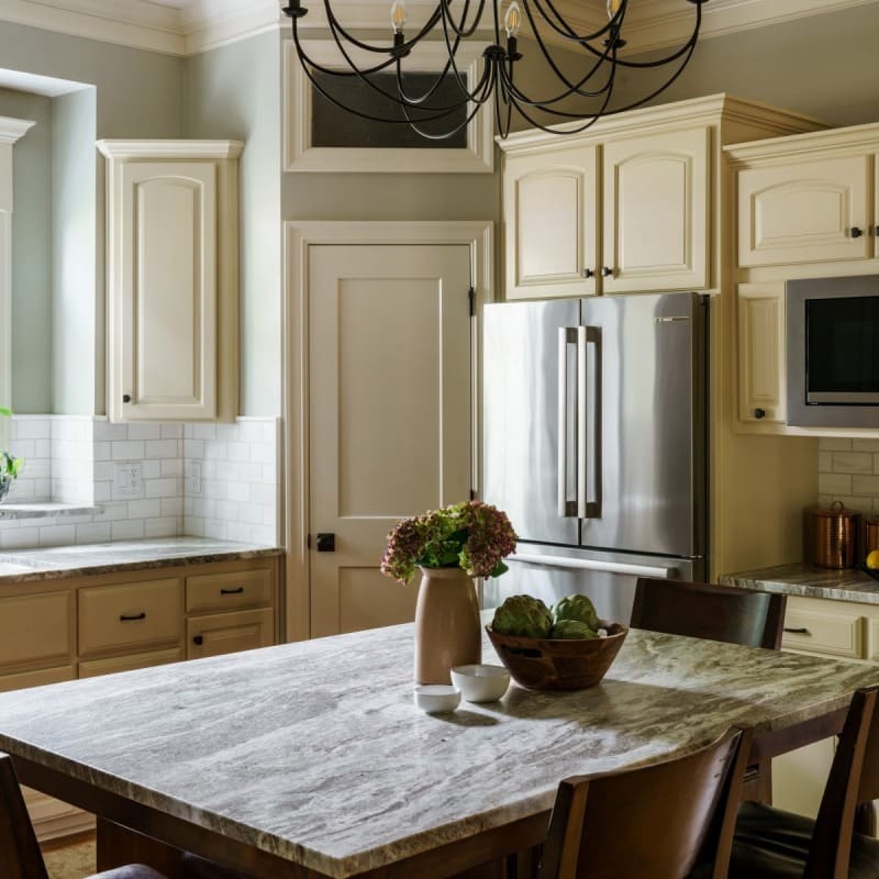 kitchen refresh with warm creamy cabinets