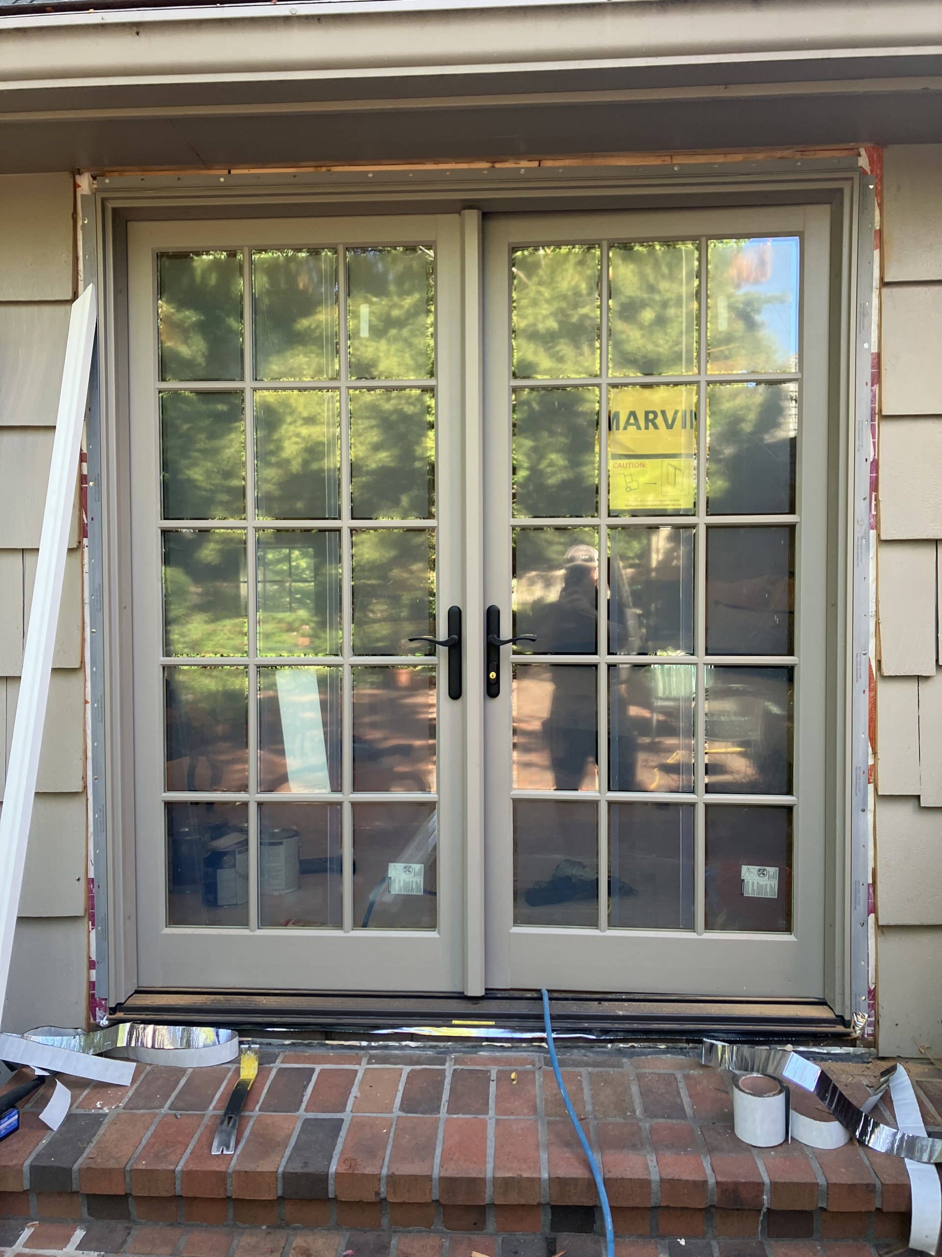 French door during installation