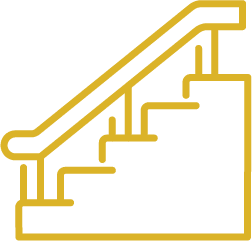 Yellow staircase representing porch and patio work