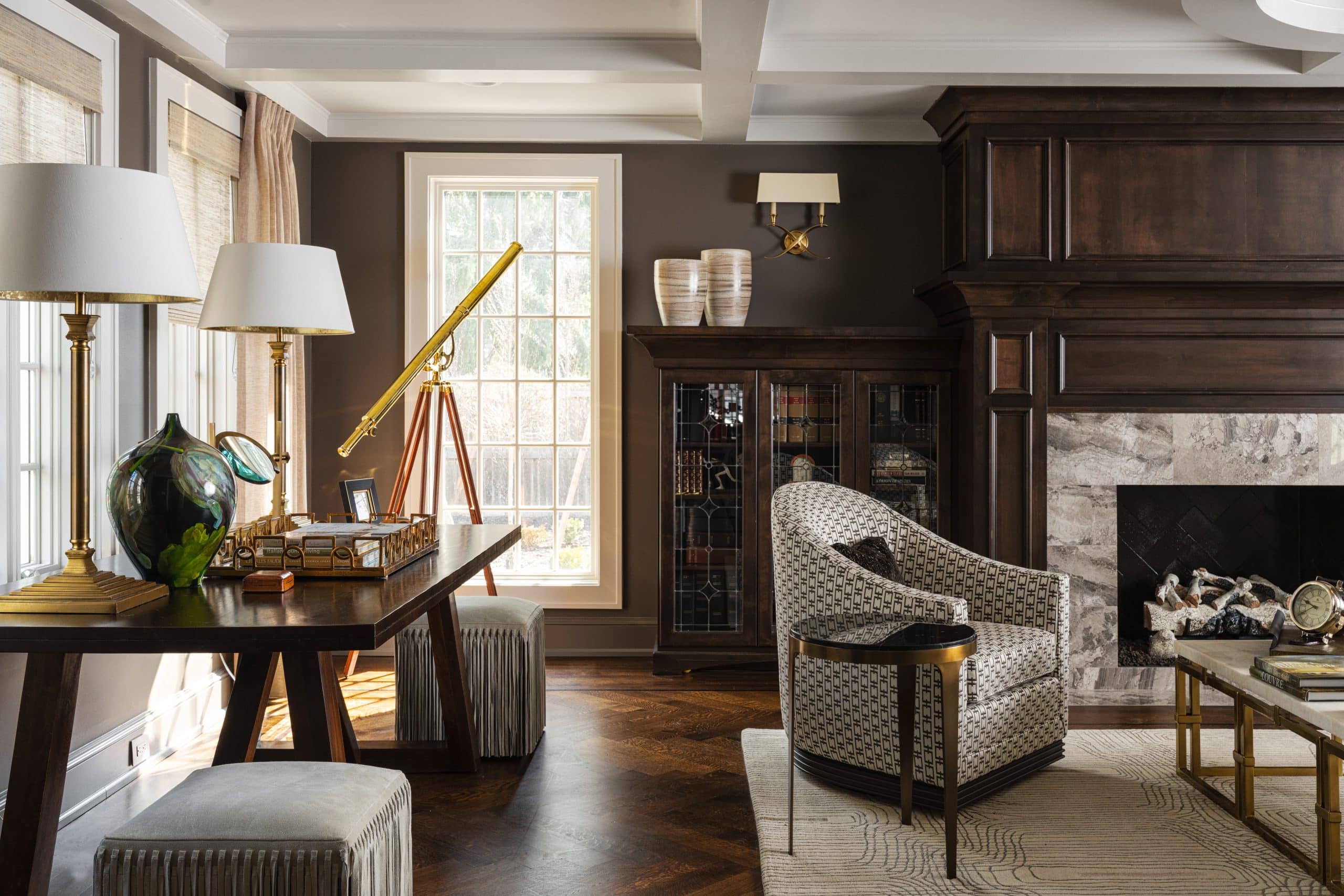 Kansas City Library Addition with dark tones and custom woodwork