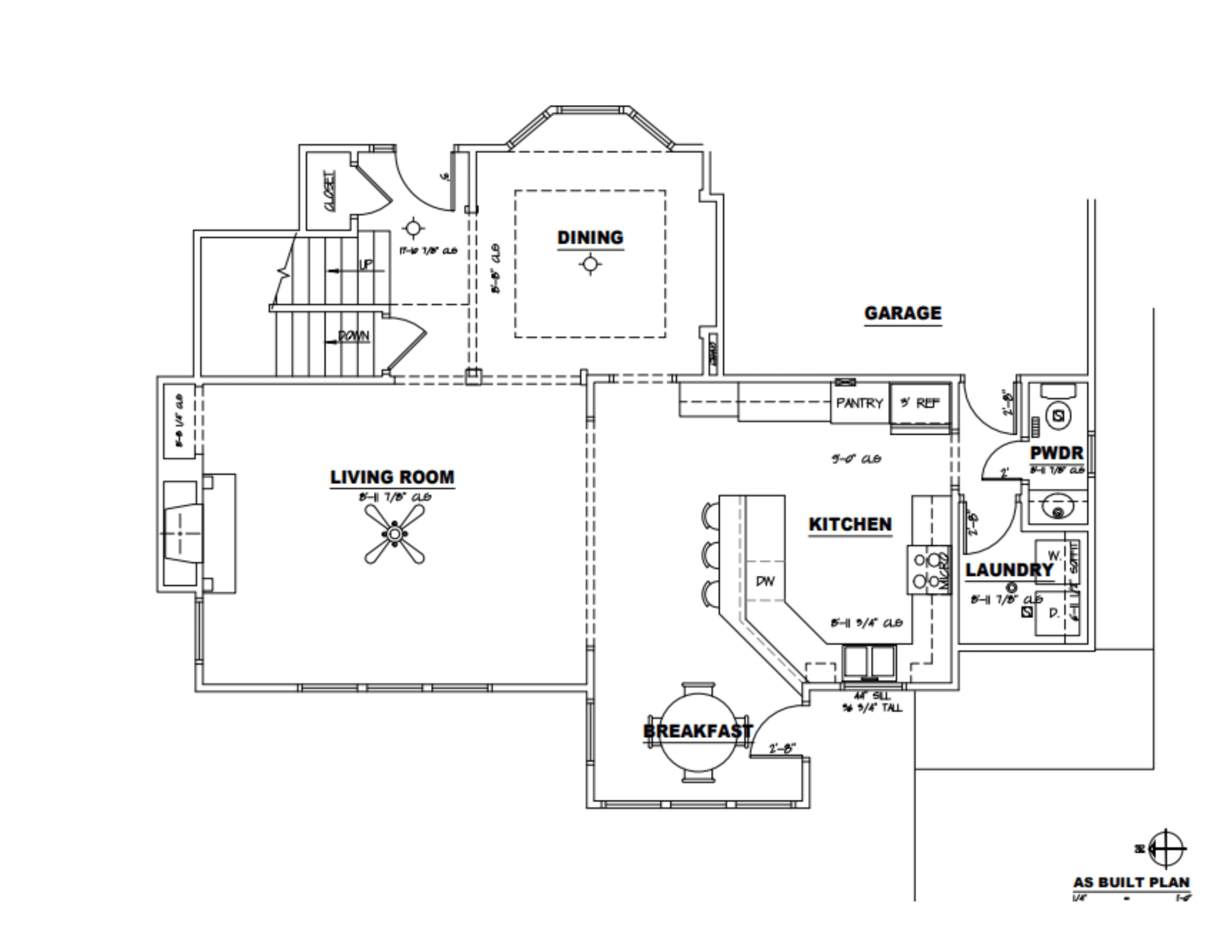 floor plan of existing home. shows whole main floor.