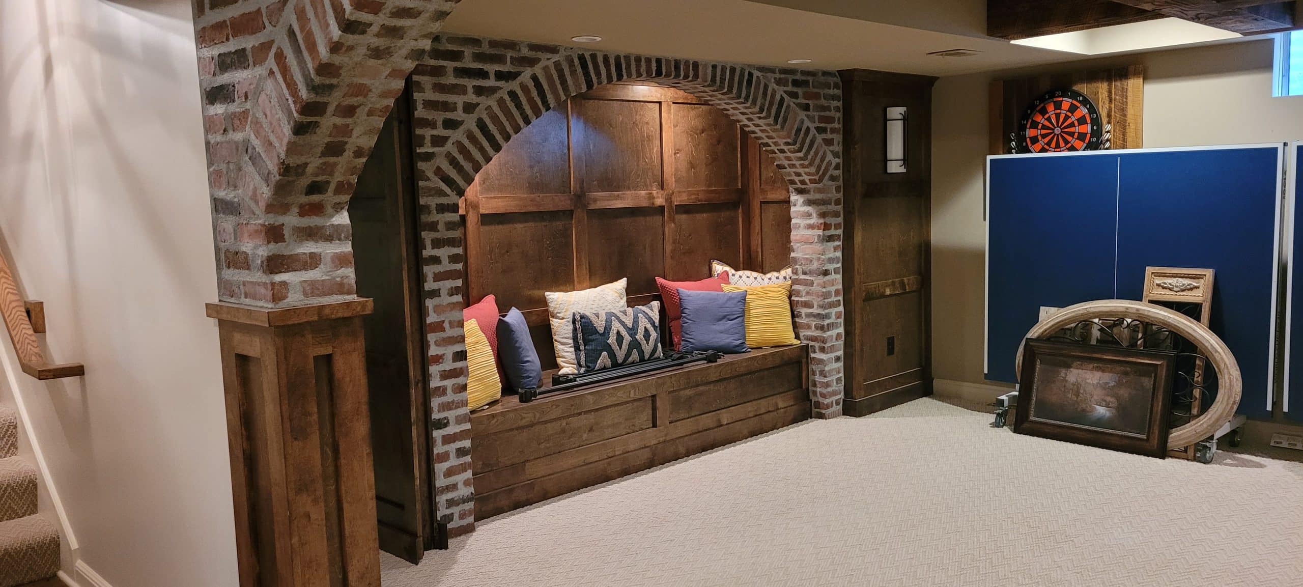 basement arch sitting area filled in before remodel