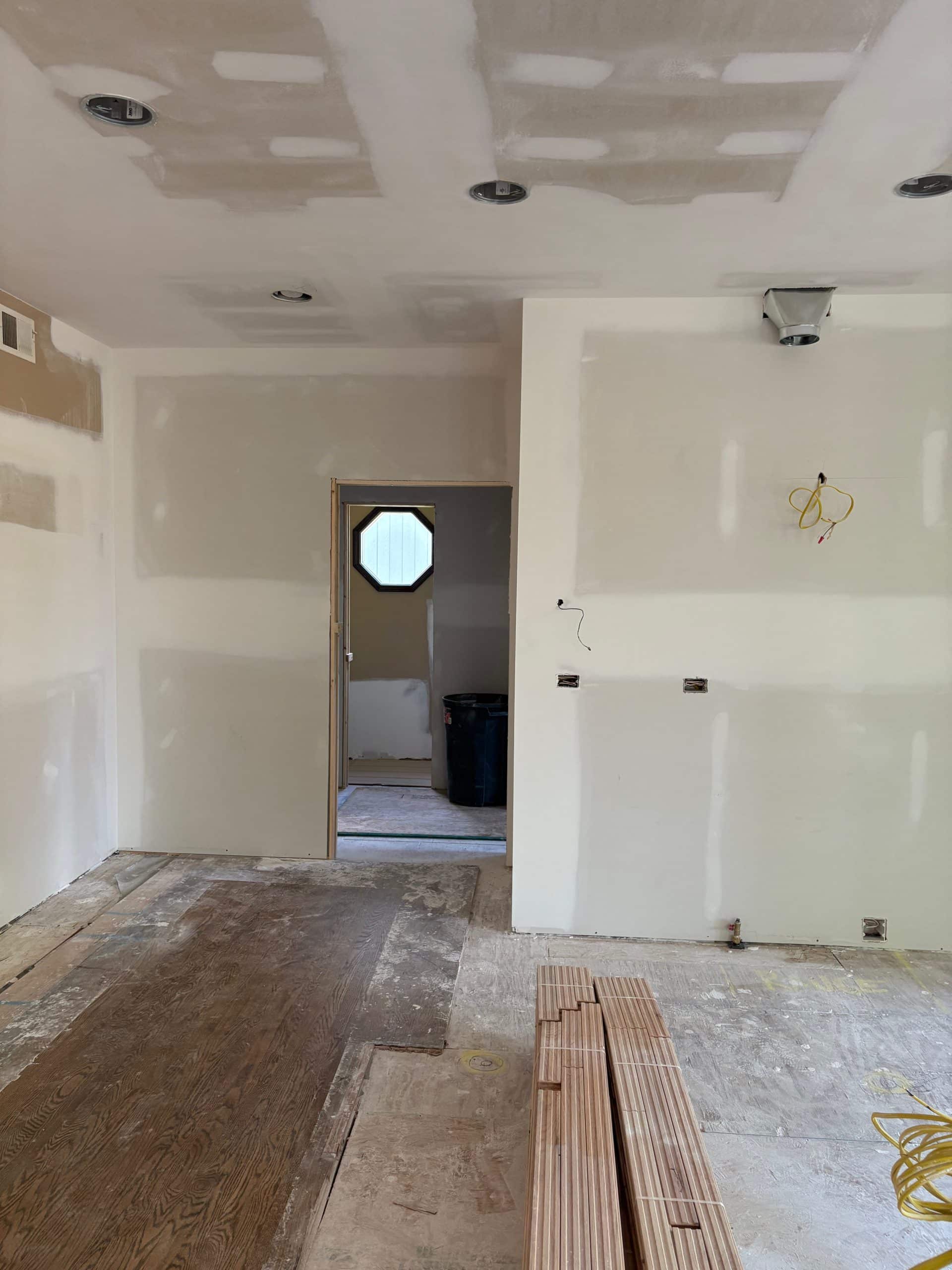 drywall mud and tap and sanding progress