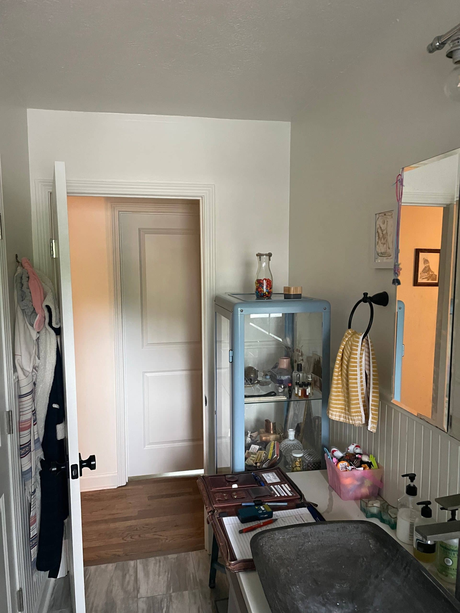 back view of bathroom project before remodeling