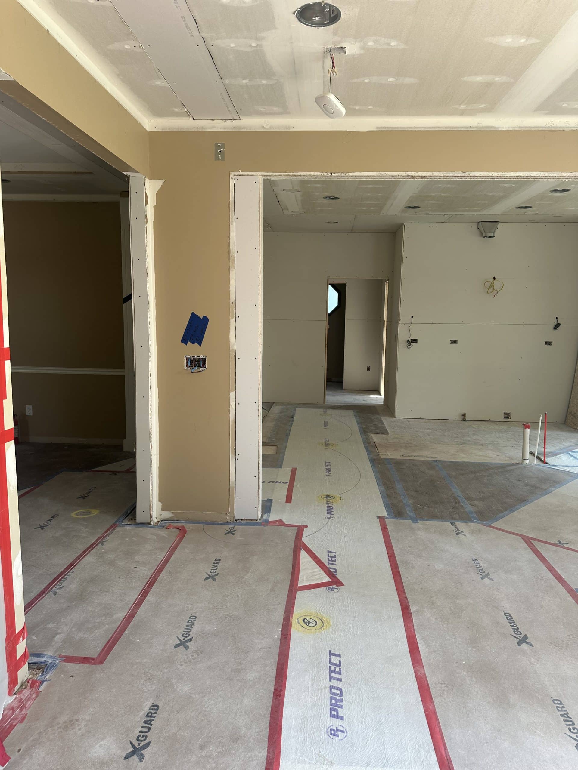 drywall progress on the main floor remodel in lenexa