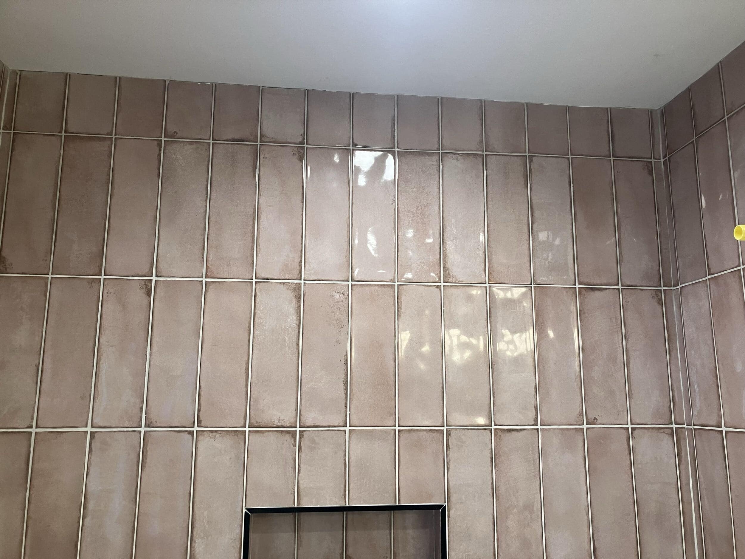 pink tile grouted