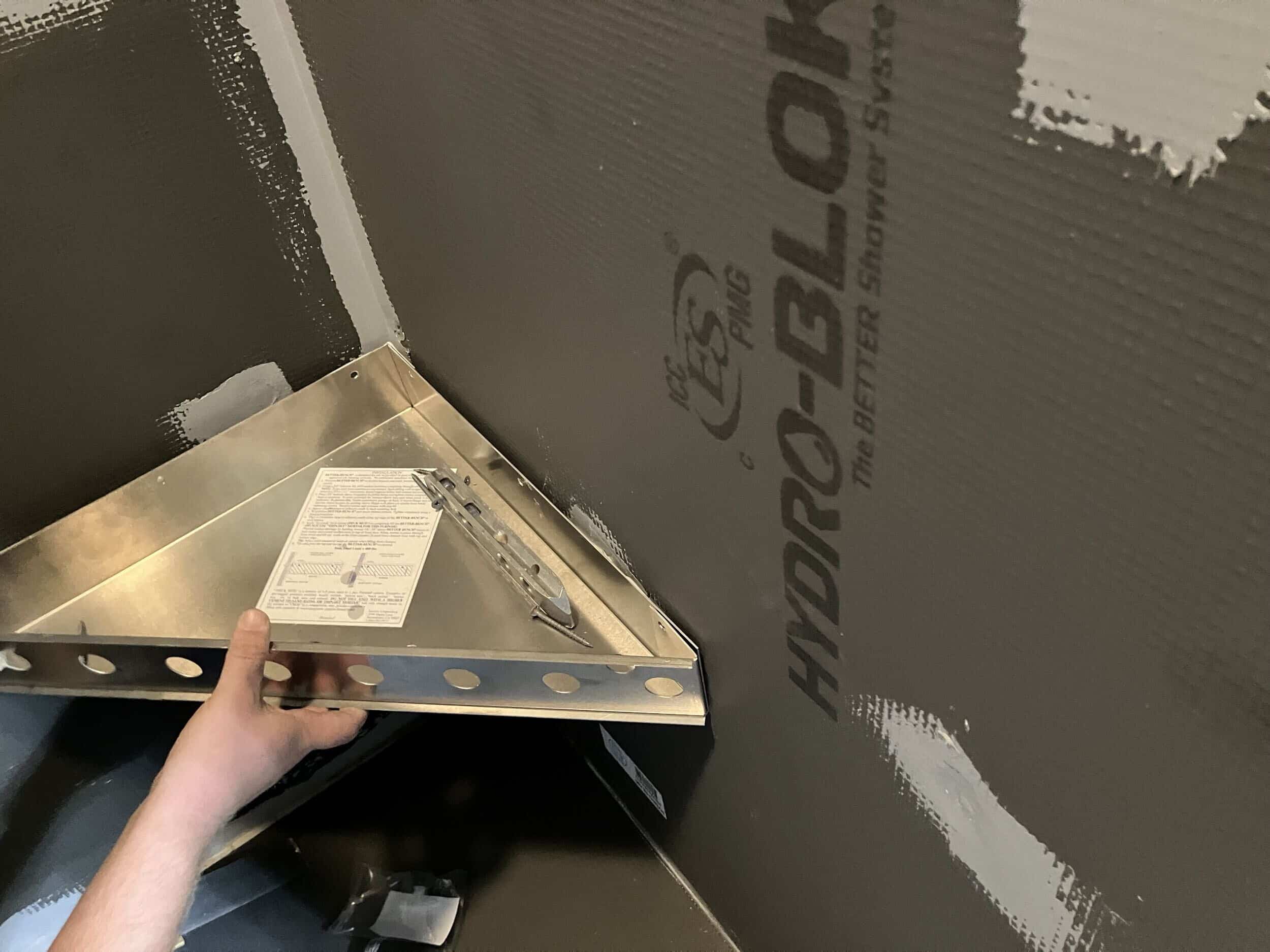 shower shelf going in