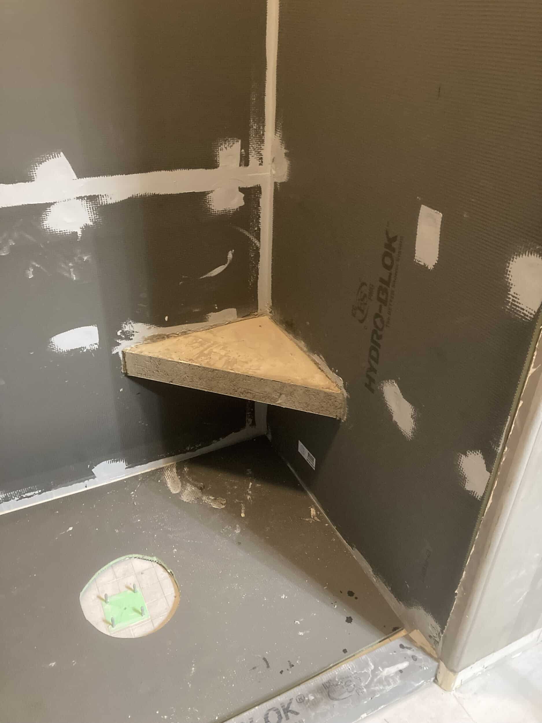 shower shelf installed