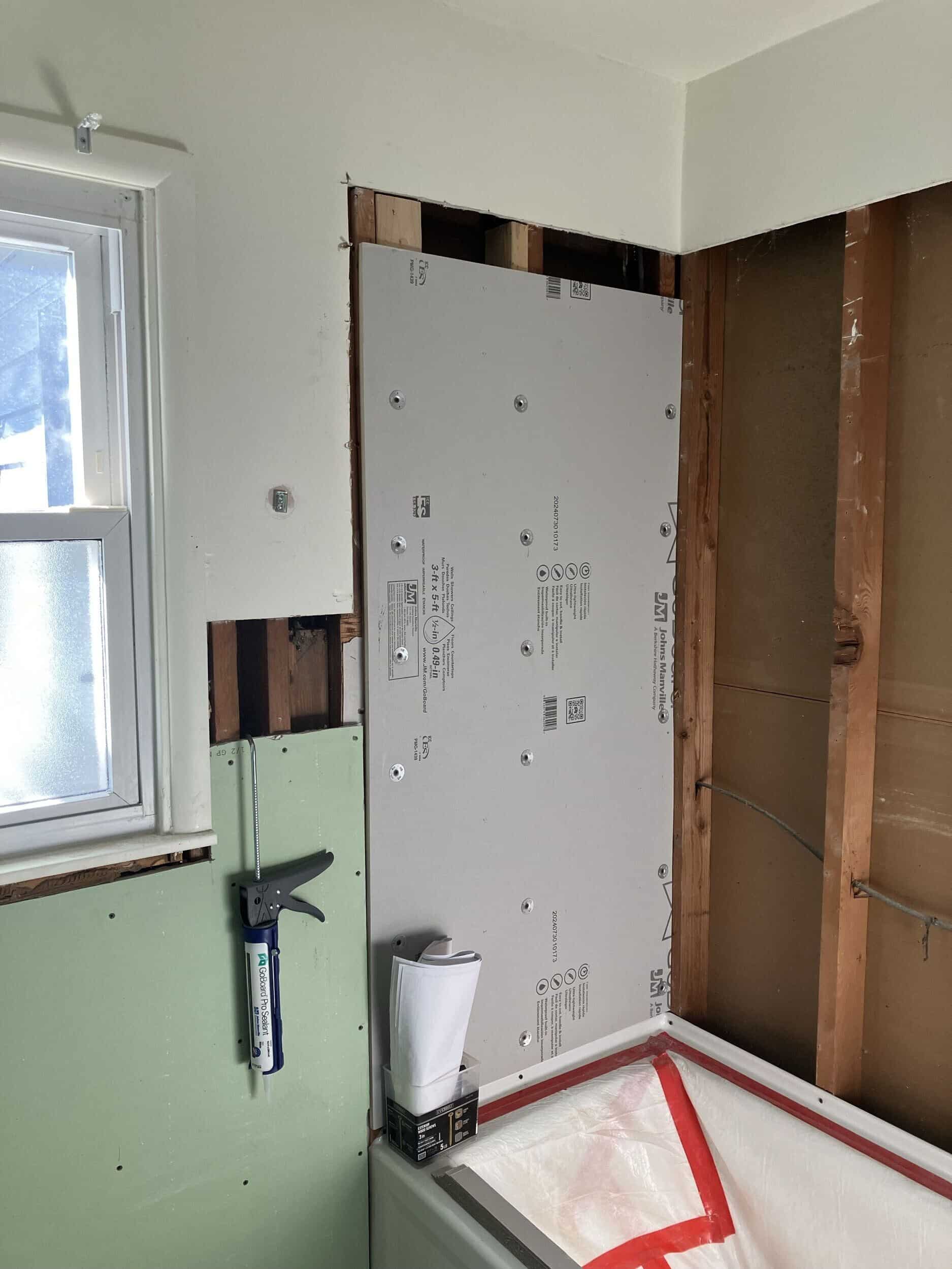 shower update with drywall
