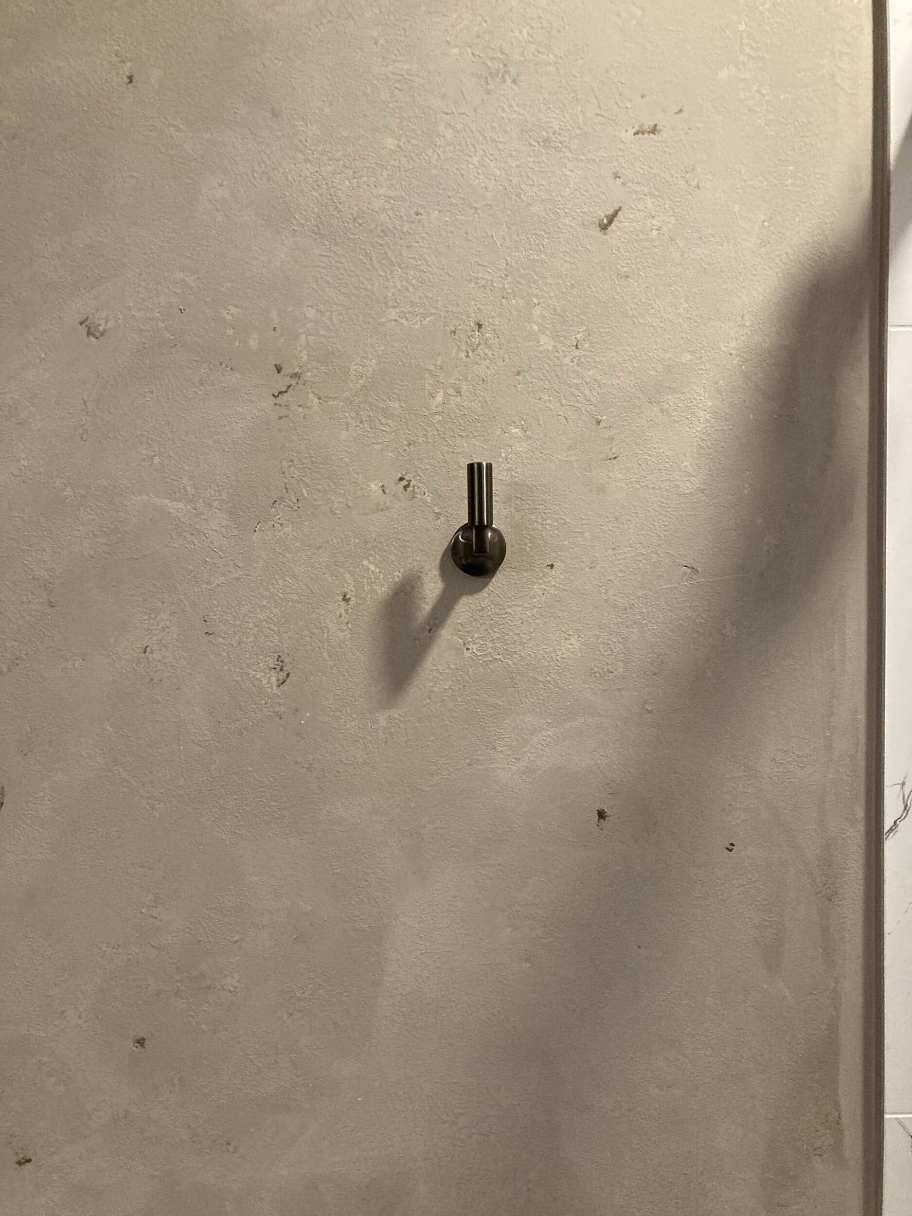 towel hook installed on wall outside of the shower