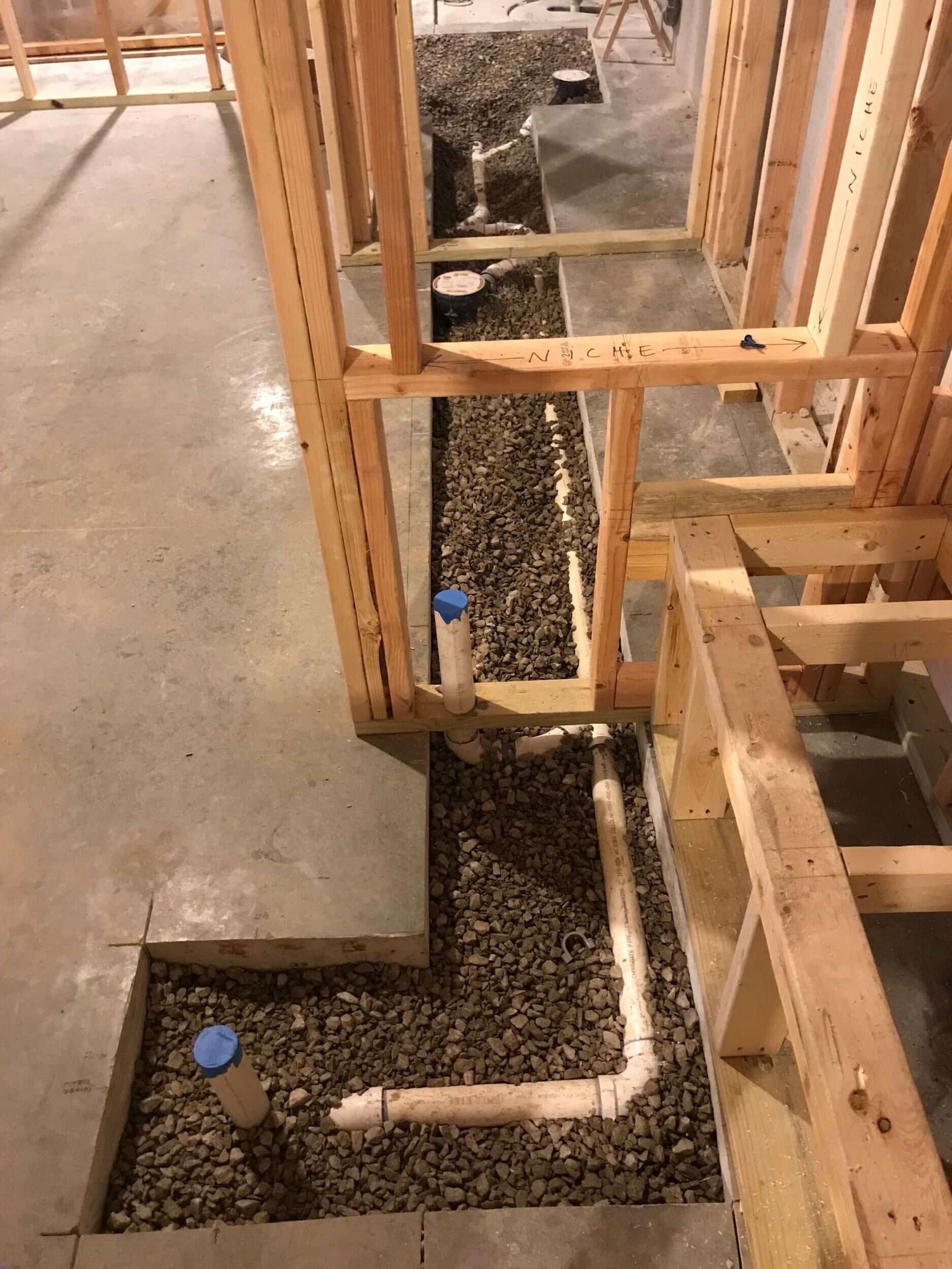 moving water line pipes in basement remodel through the plumbing rough in phase of the project in leawood