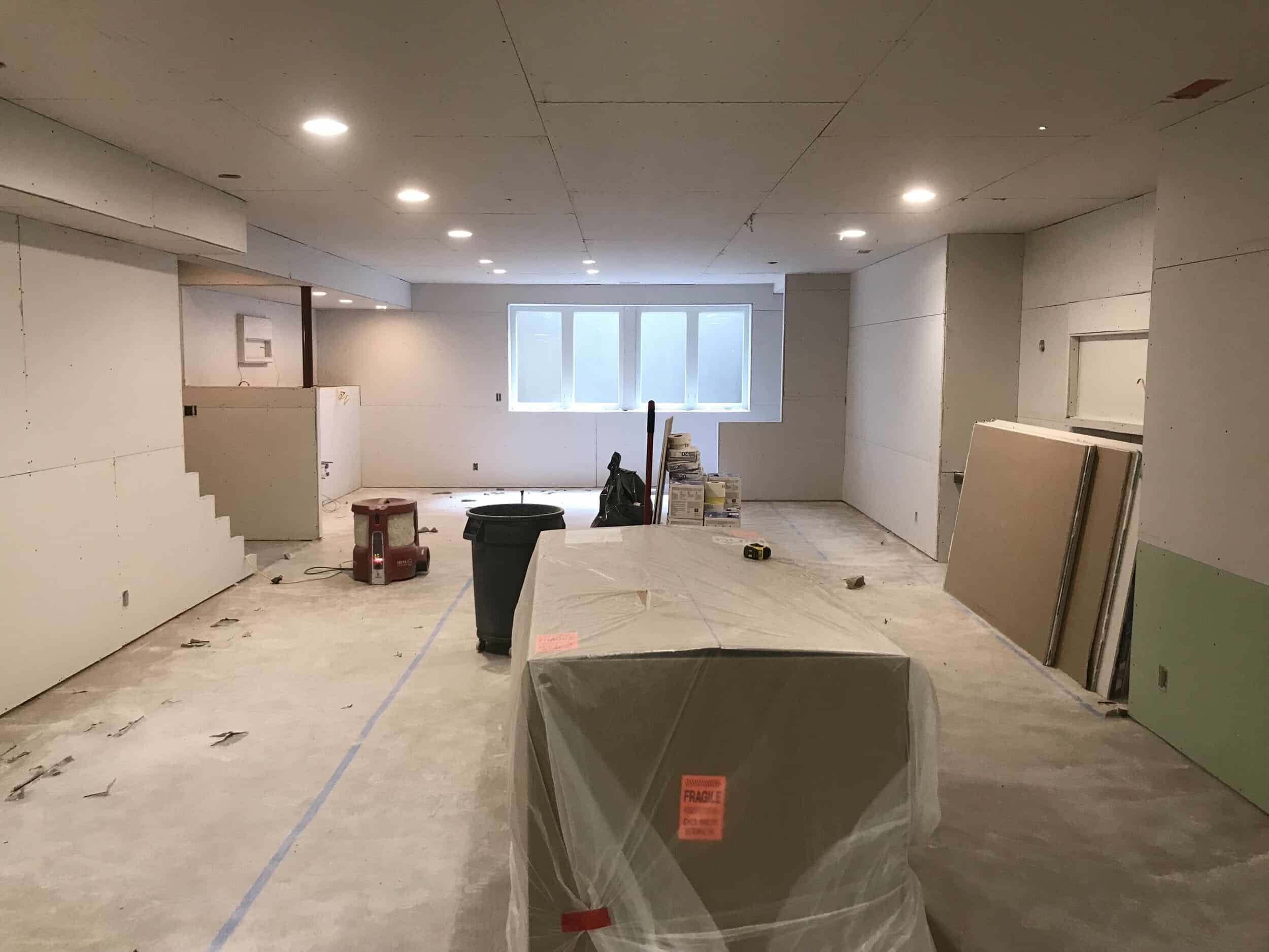 drywall is hung and the space is starting to look like a real room now!