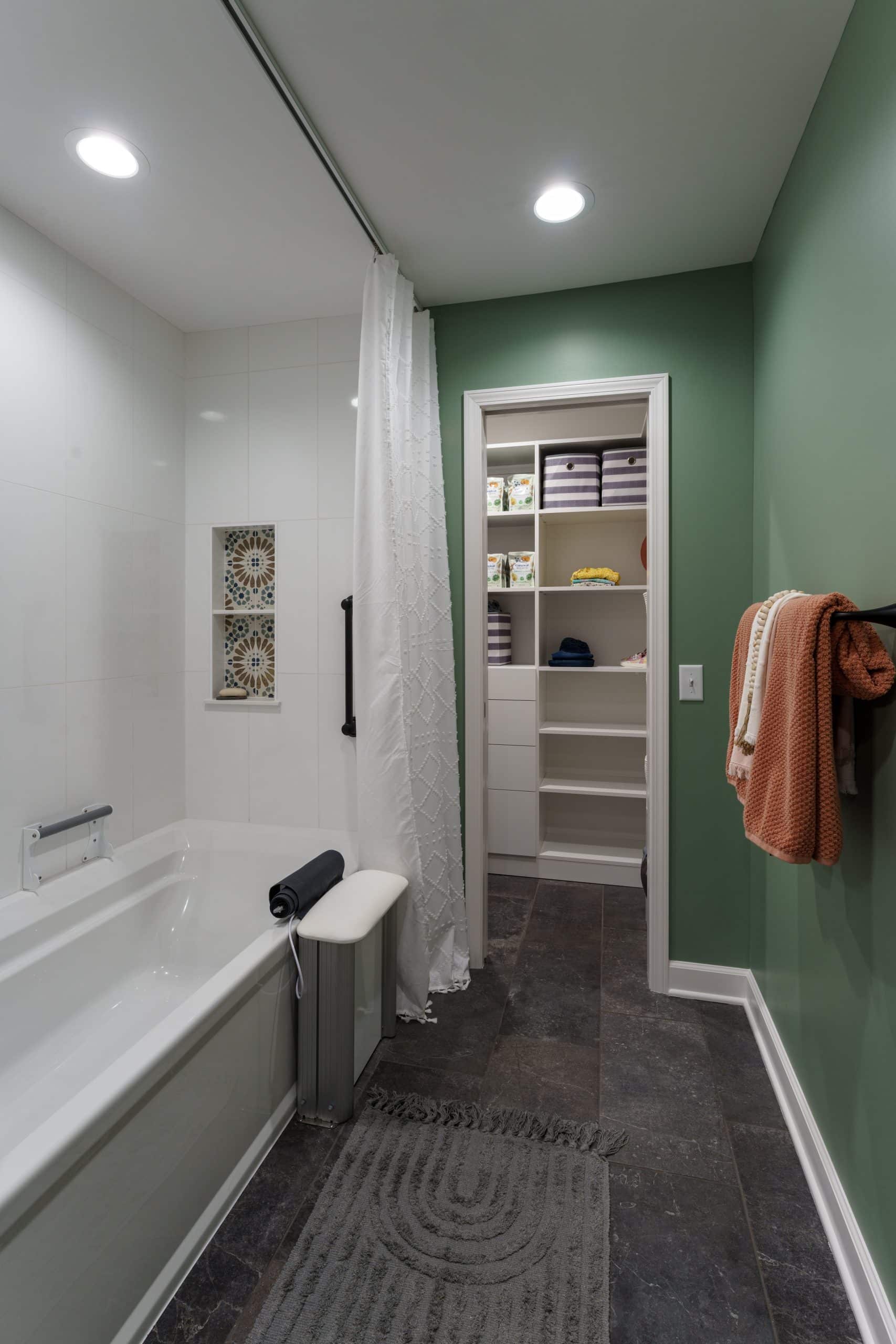 accessible bathroom with shower and tub combo 