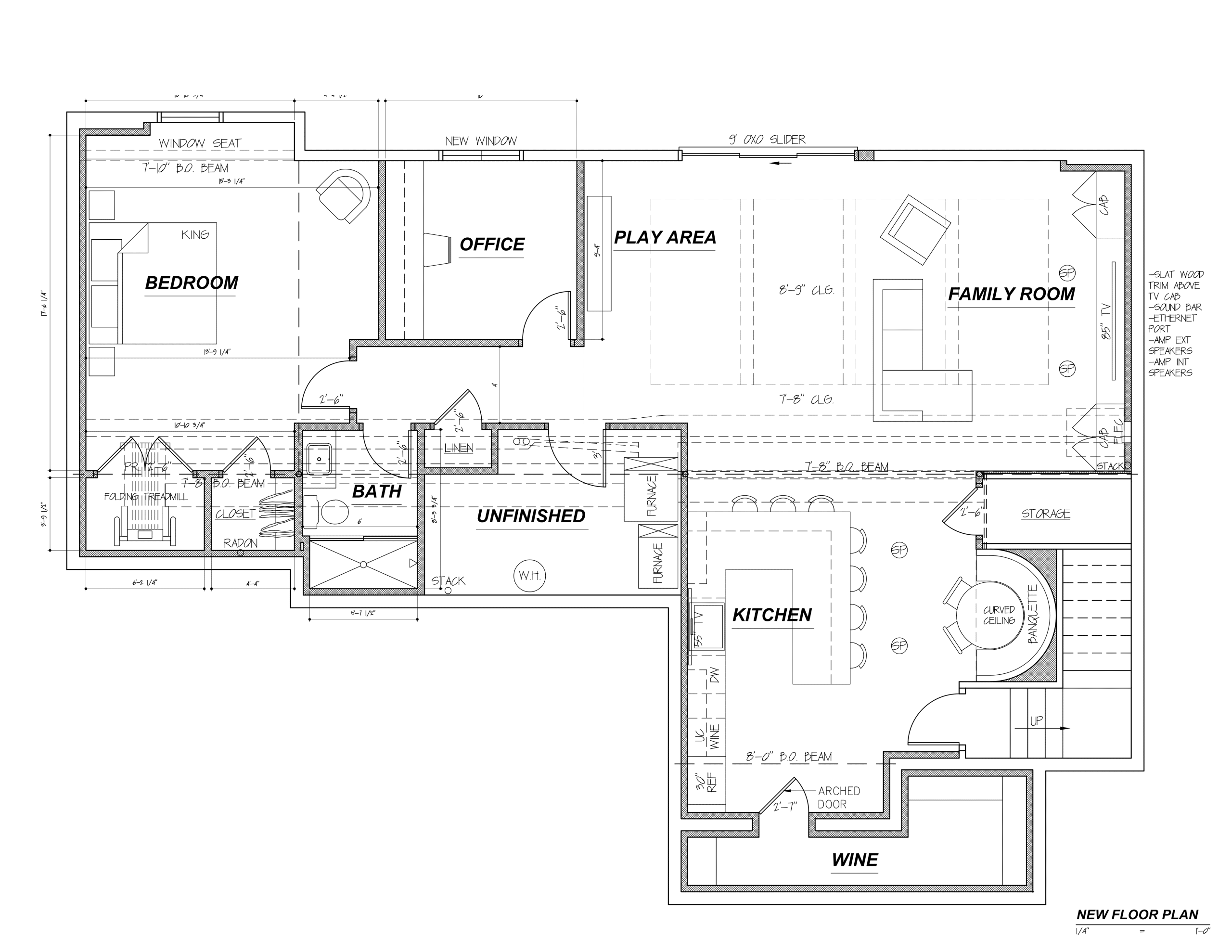 new floor plans showing one of the options for this basement remodel in riverside