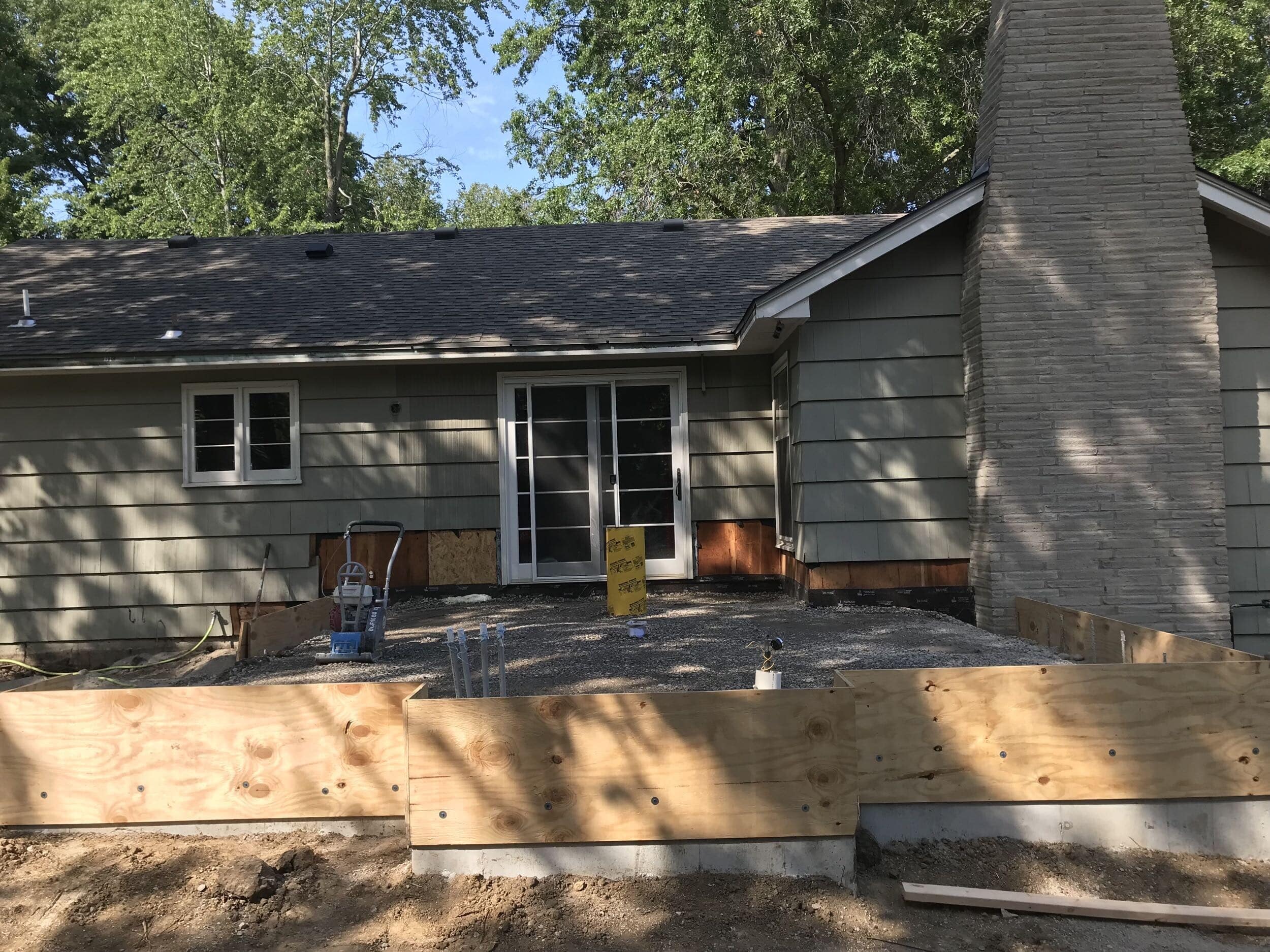 framing begins in porch addition in Prairie Village