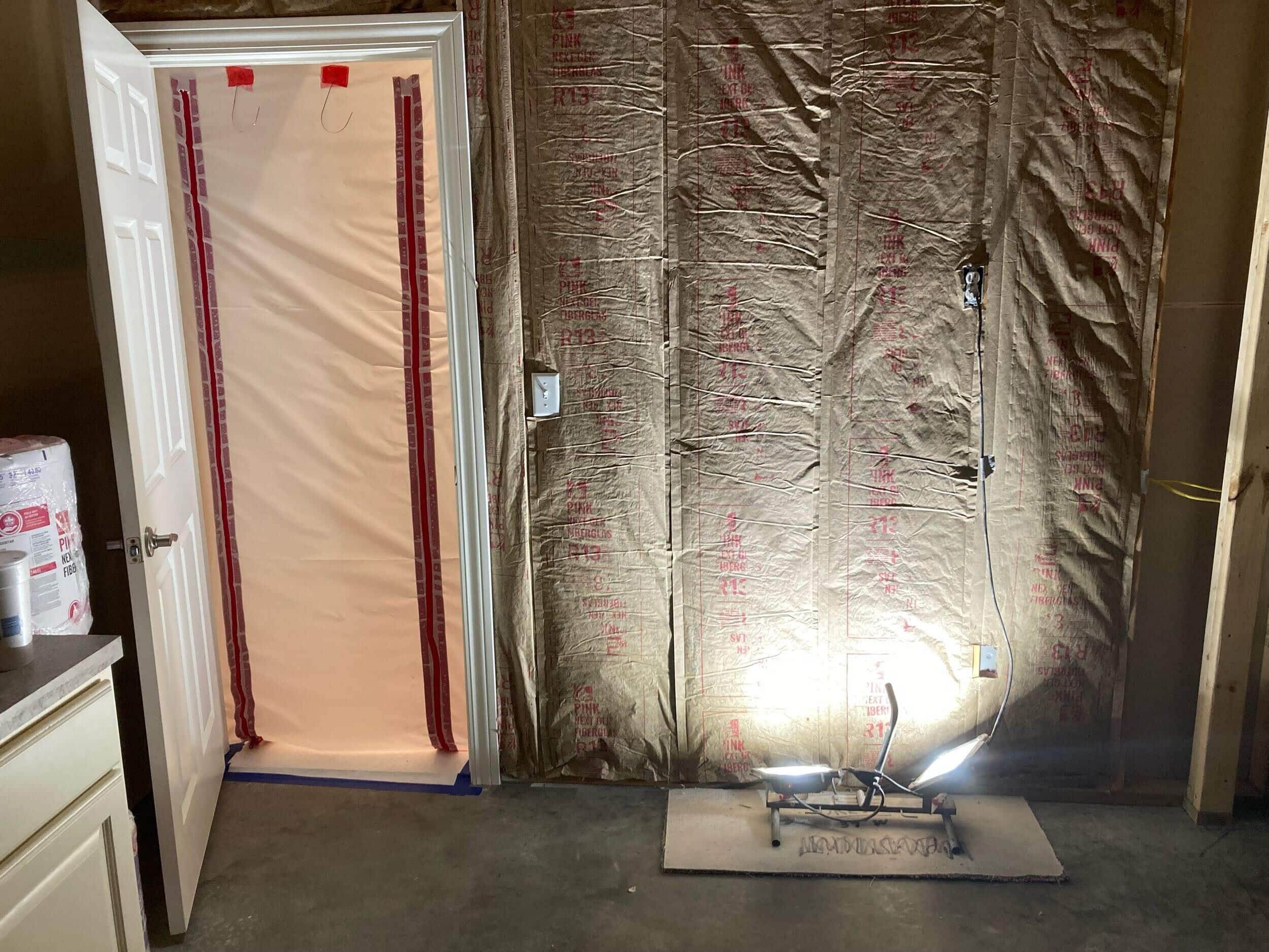 insulation put up in new room in basement at lake of the ozarks remodel