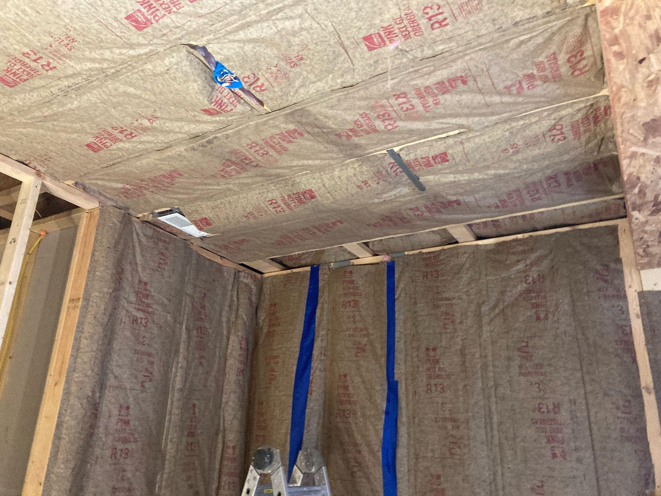 insulation put up in new room in basement at lake of the ozarks remodel