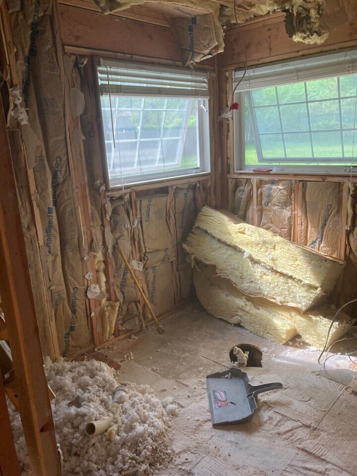 demo of bathroom remodel