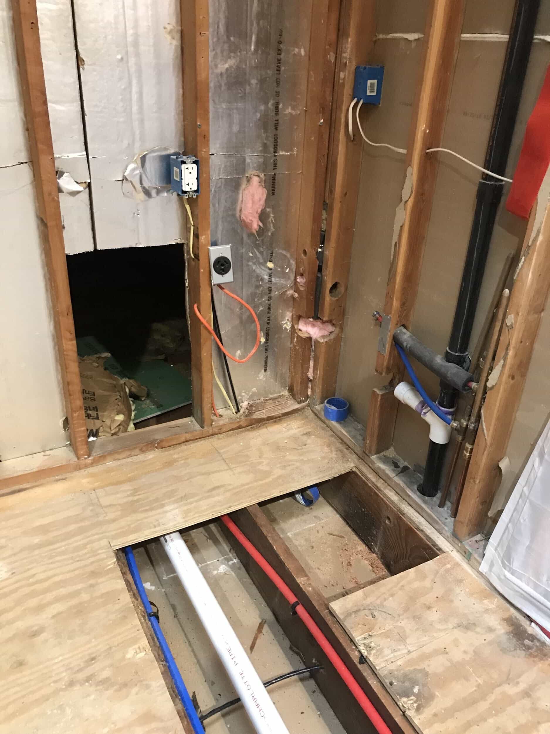 electrical rough in and plumbing update
