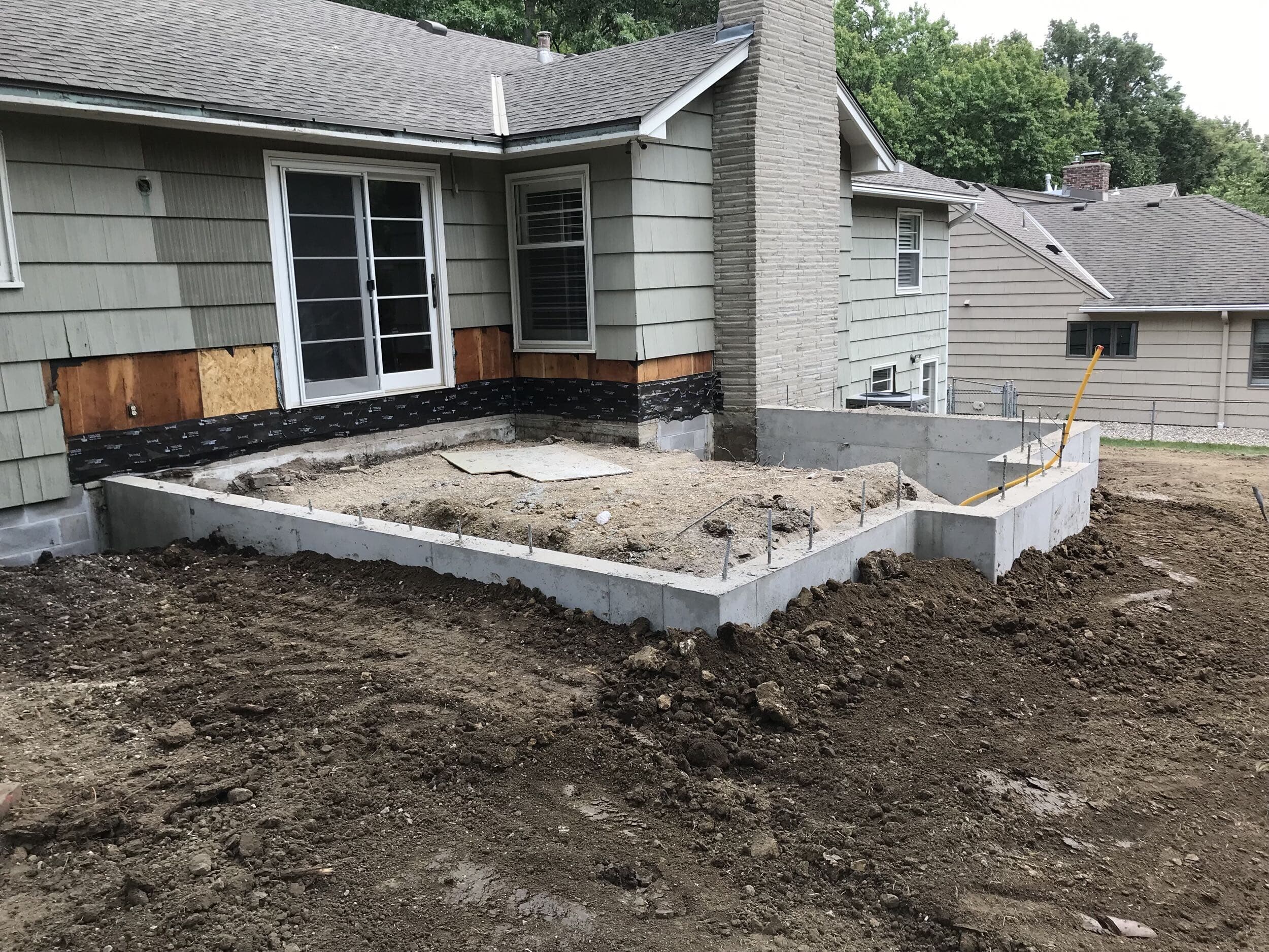 fresh poured concrete foundation