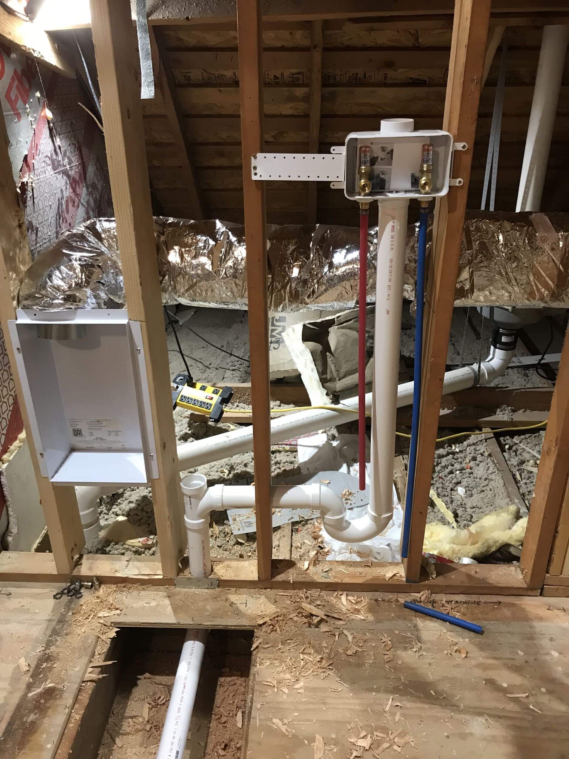 plumbing rough in water hook up