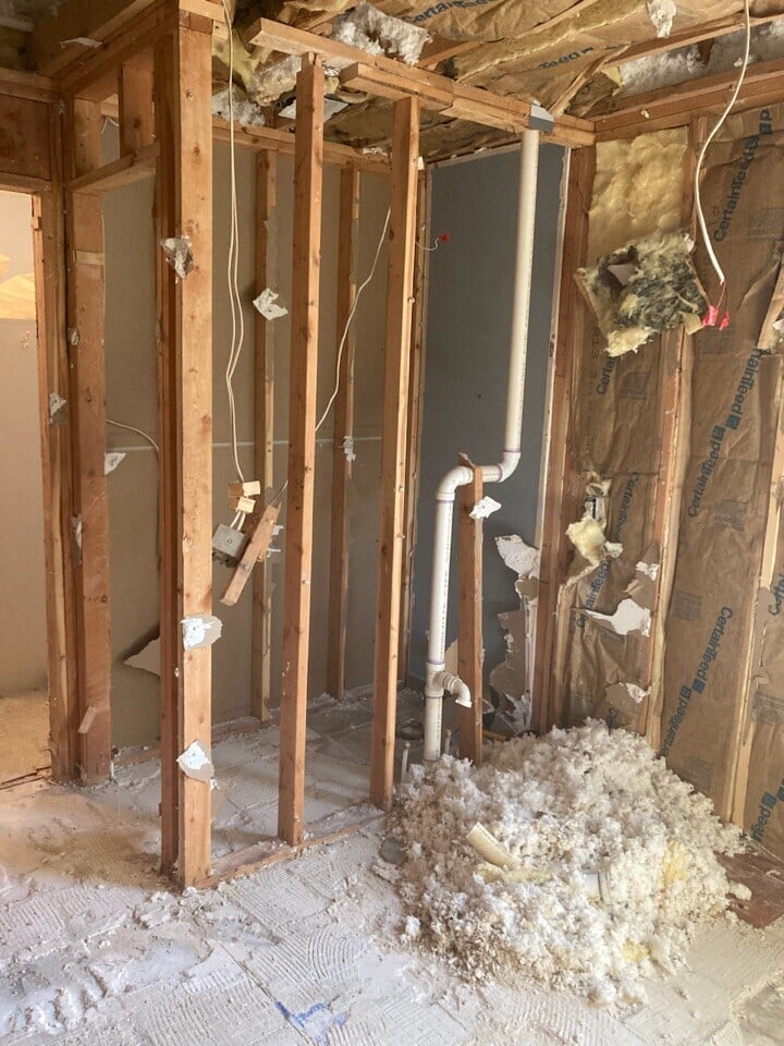 demo of bathroom remodel