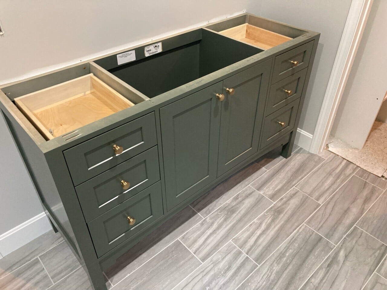 vanity and hardware on