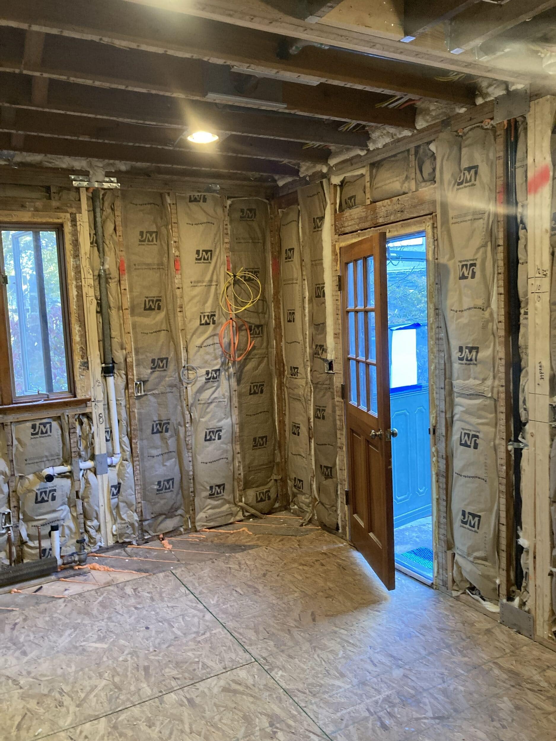 new framing area is insulated and ready for drywall