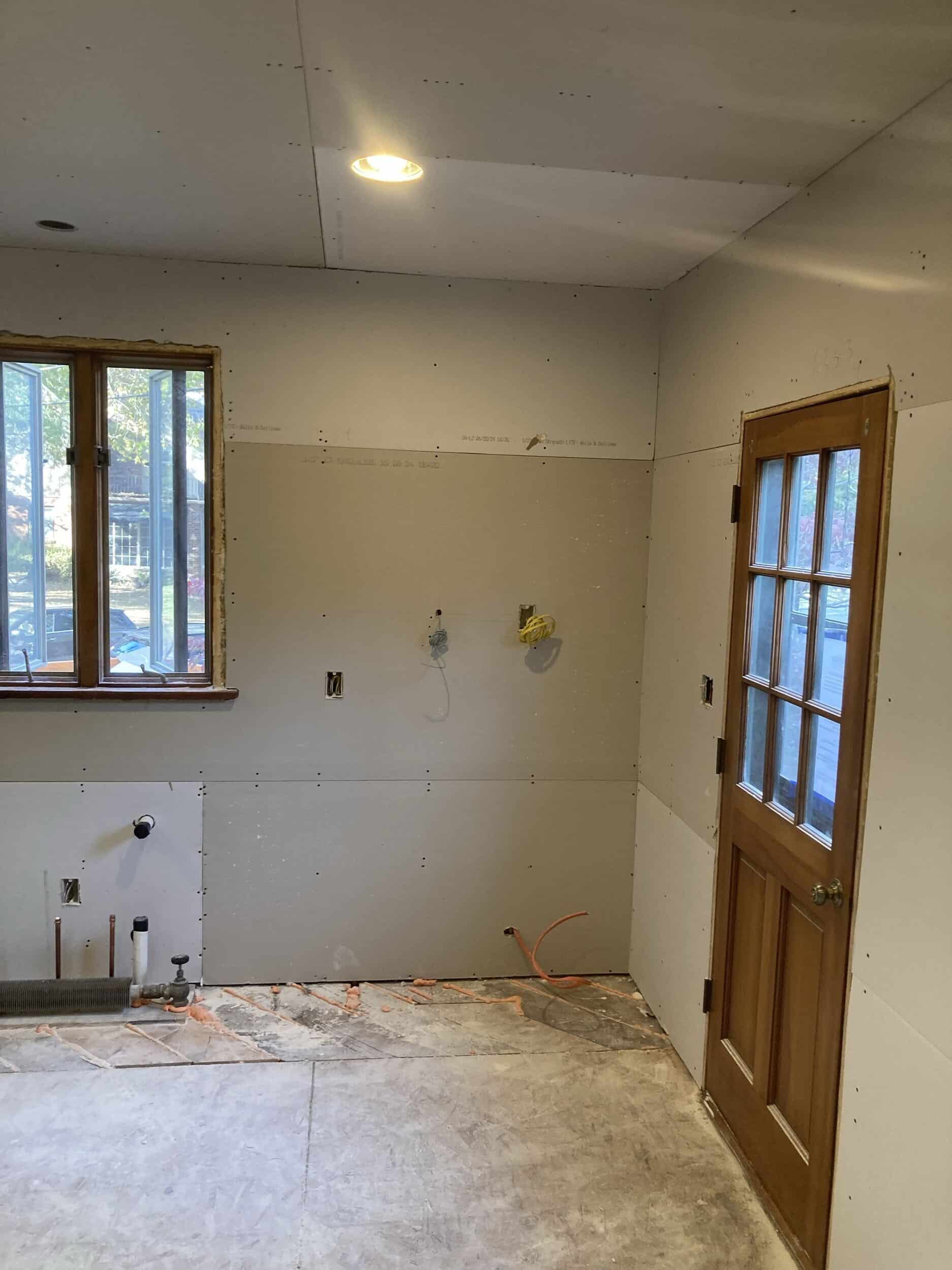 drywall in new kitchen for mainfloor remodel