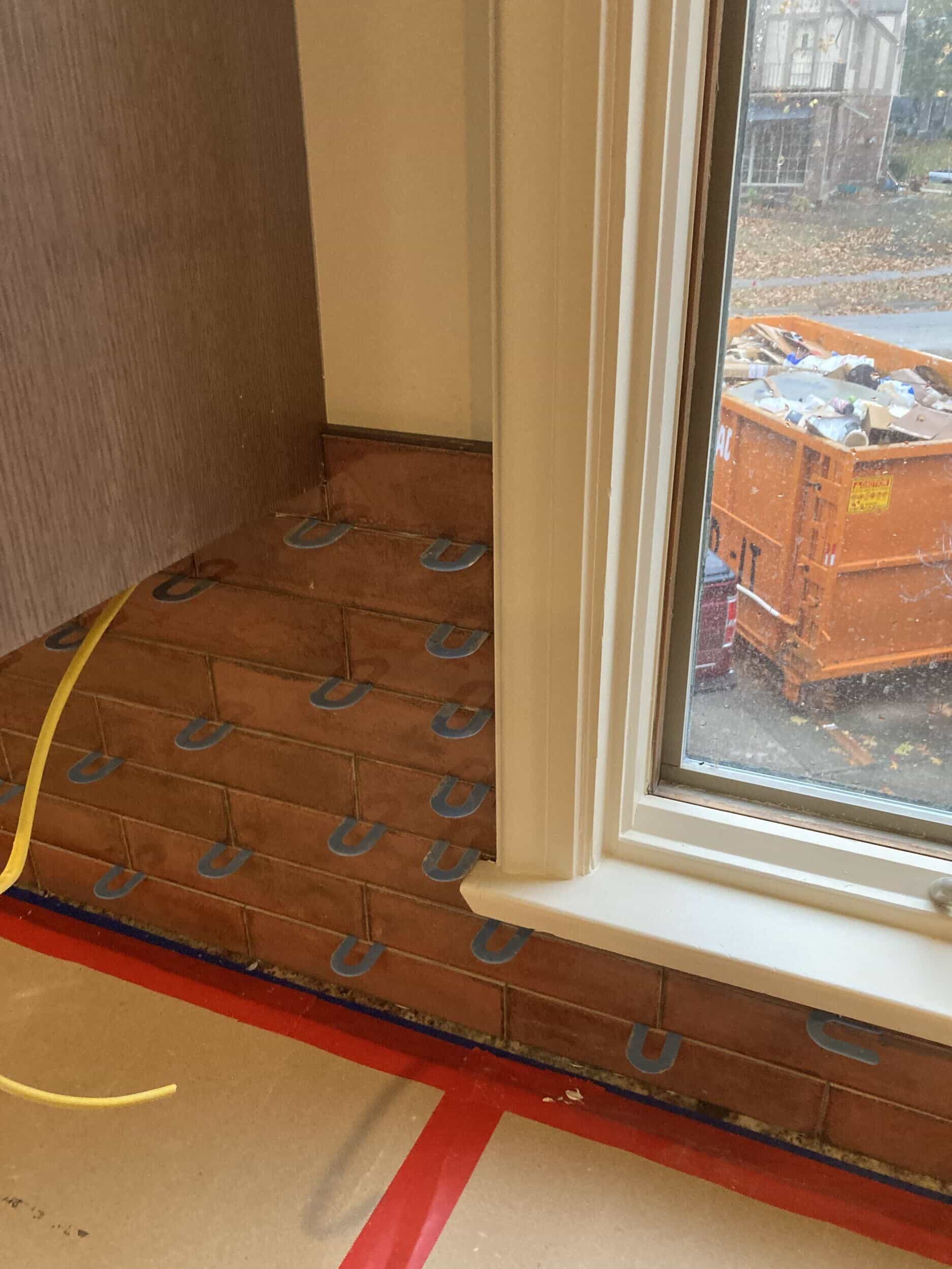 backsplash faux brick installed