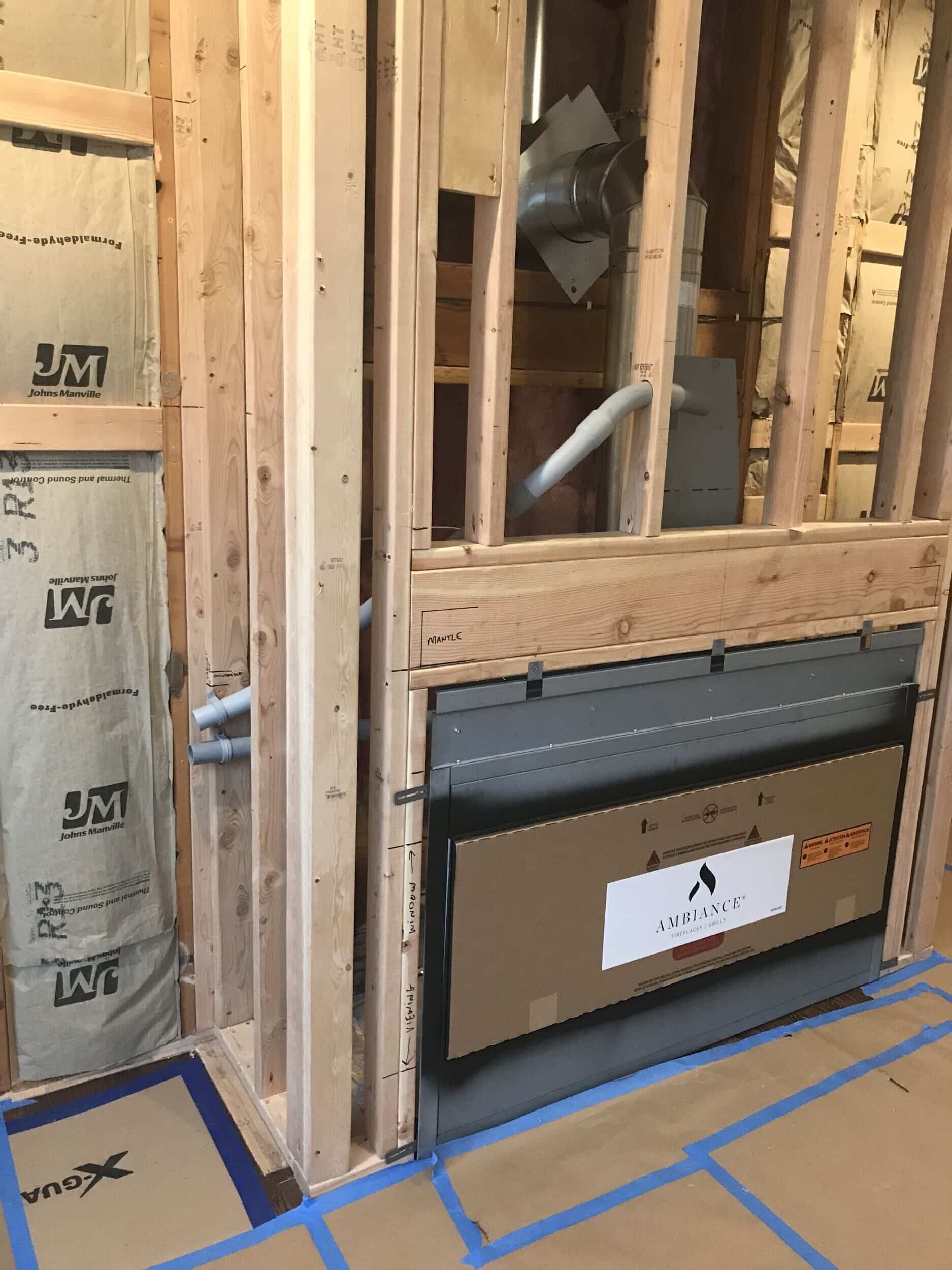 framing for new leawood main floor remodel fireplace area