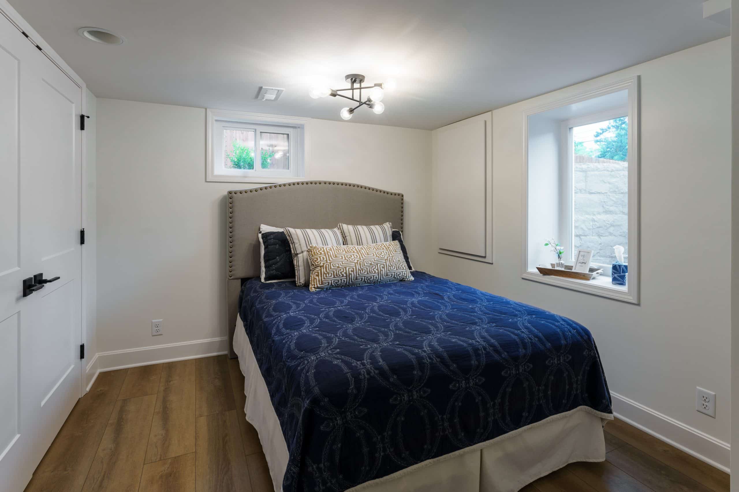 modern bright basement guest suite in prairie village basement remodel