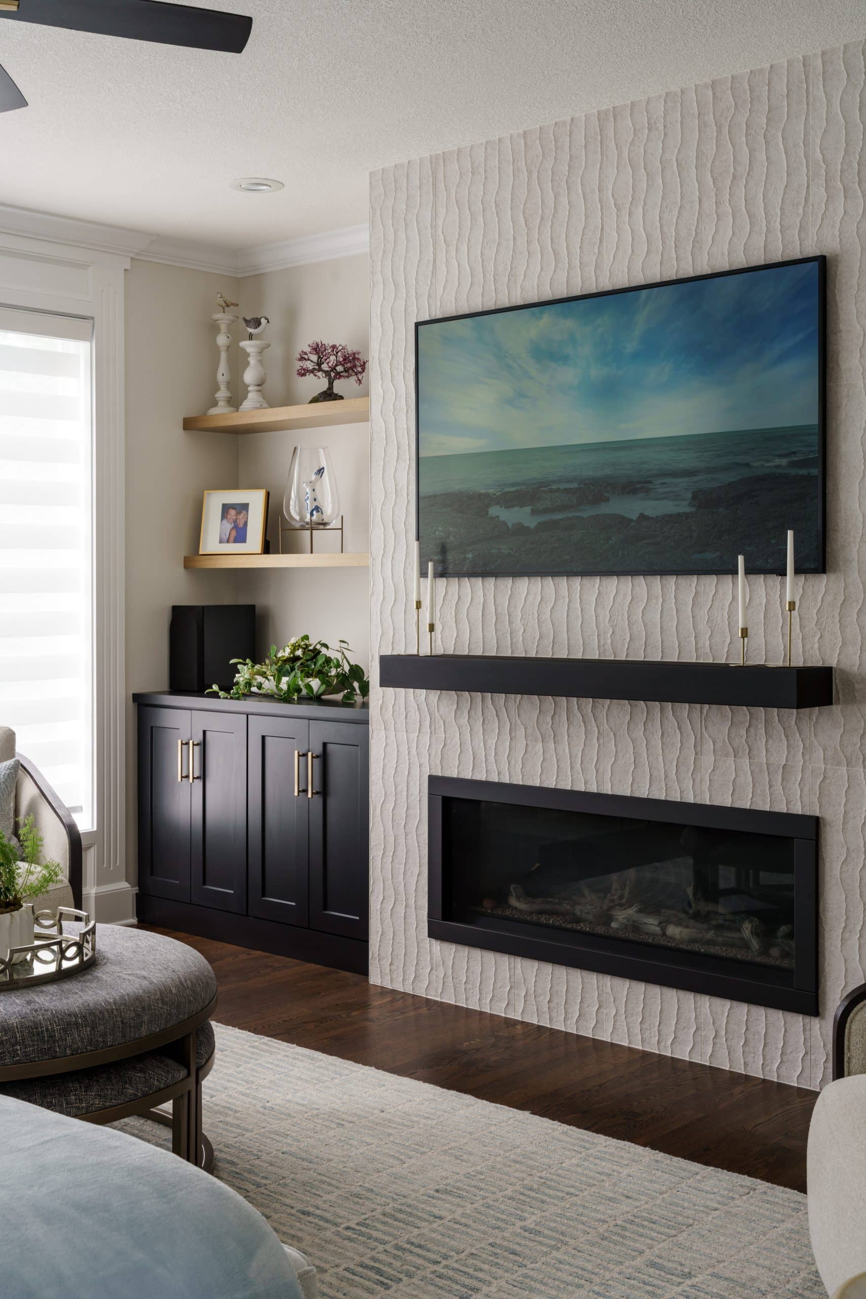 modern sleek fireplace remodel in leawood ks home