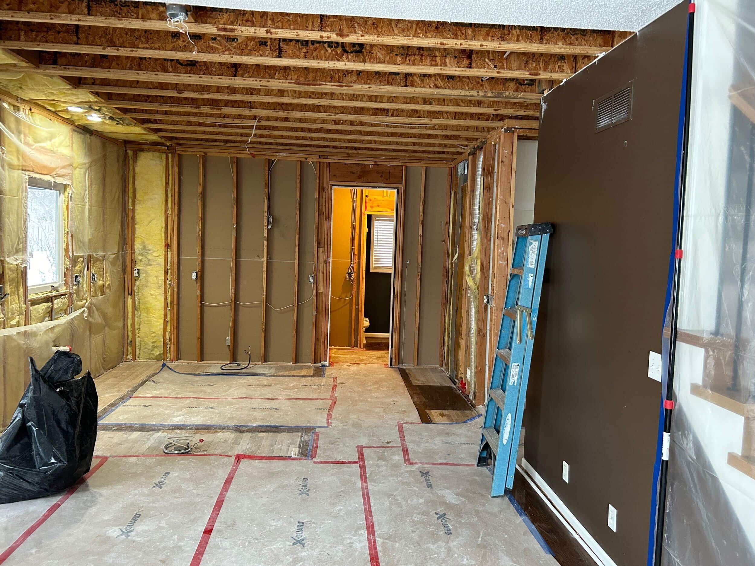 down to framing and studs