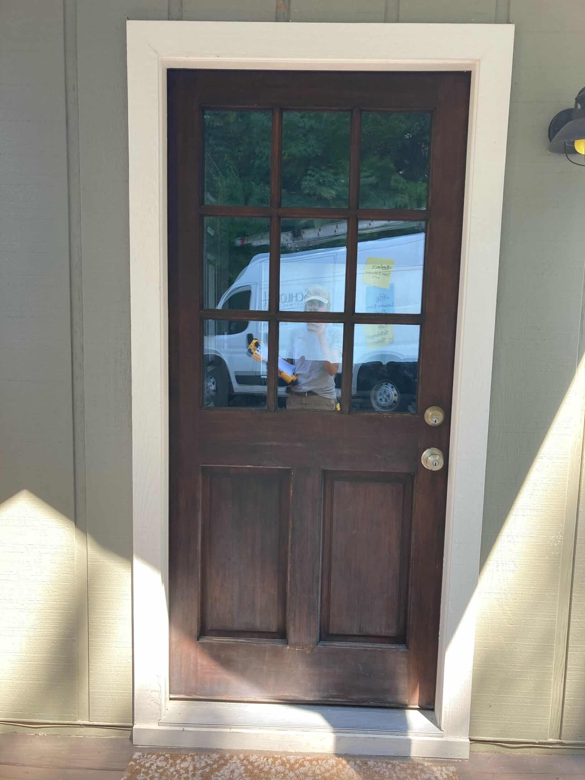 front door before lake refresh with handyman team