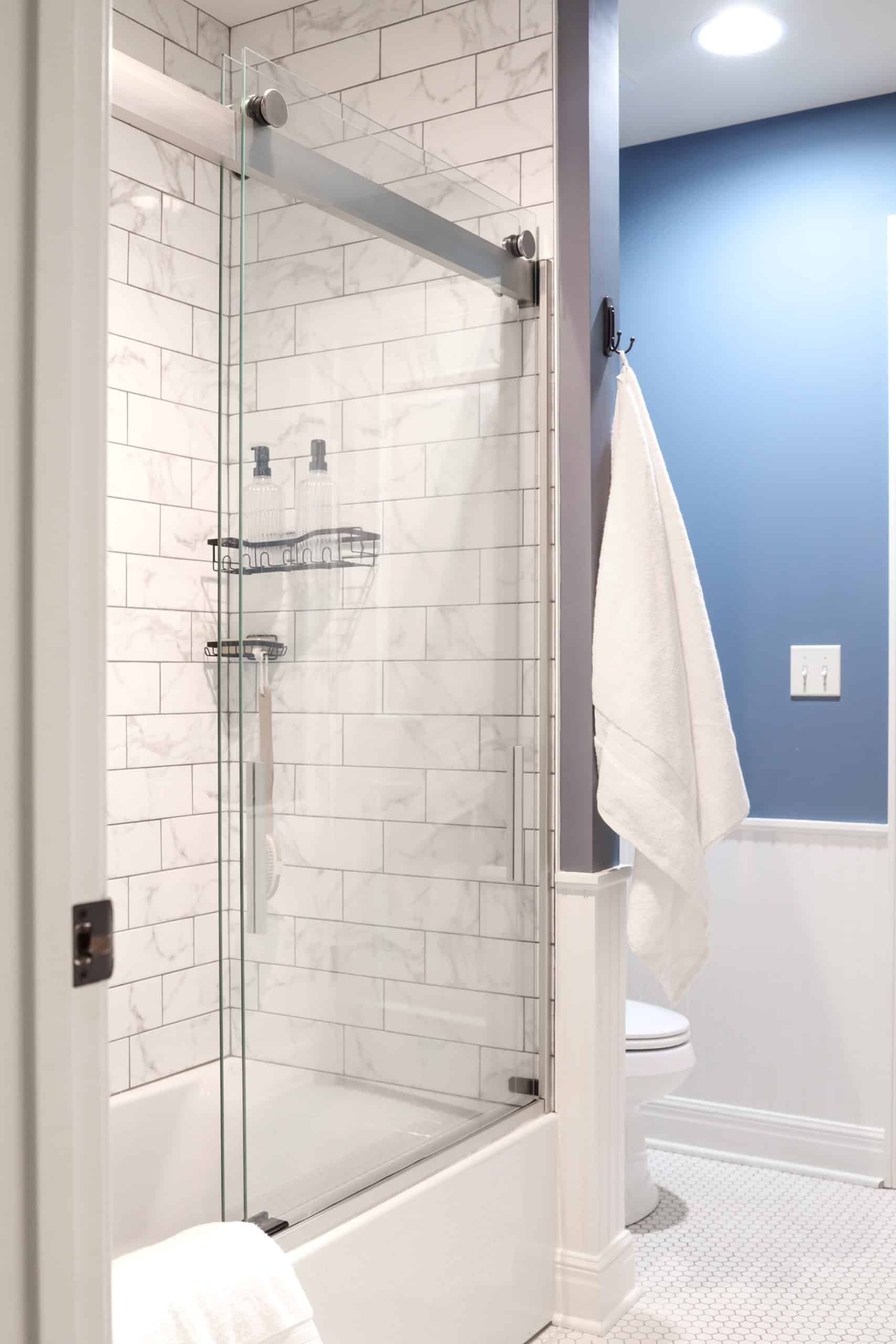 updated tub/shower combo from handyman team remodel project where we kept the rest of the existing bathroom