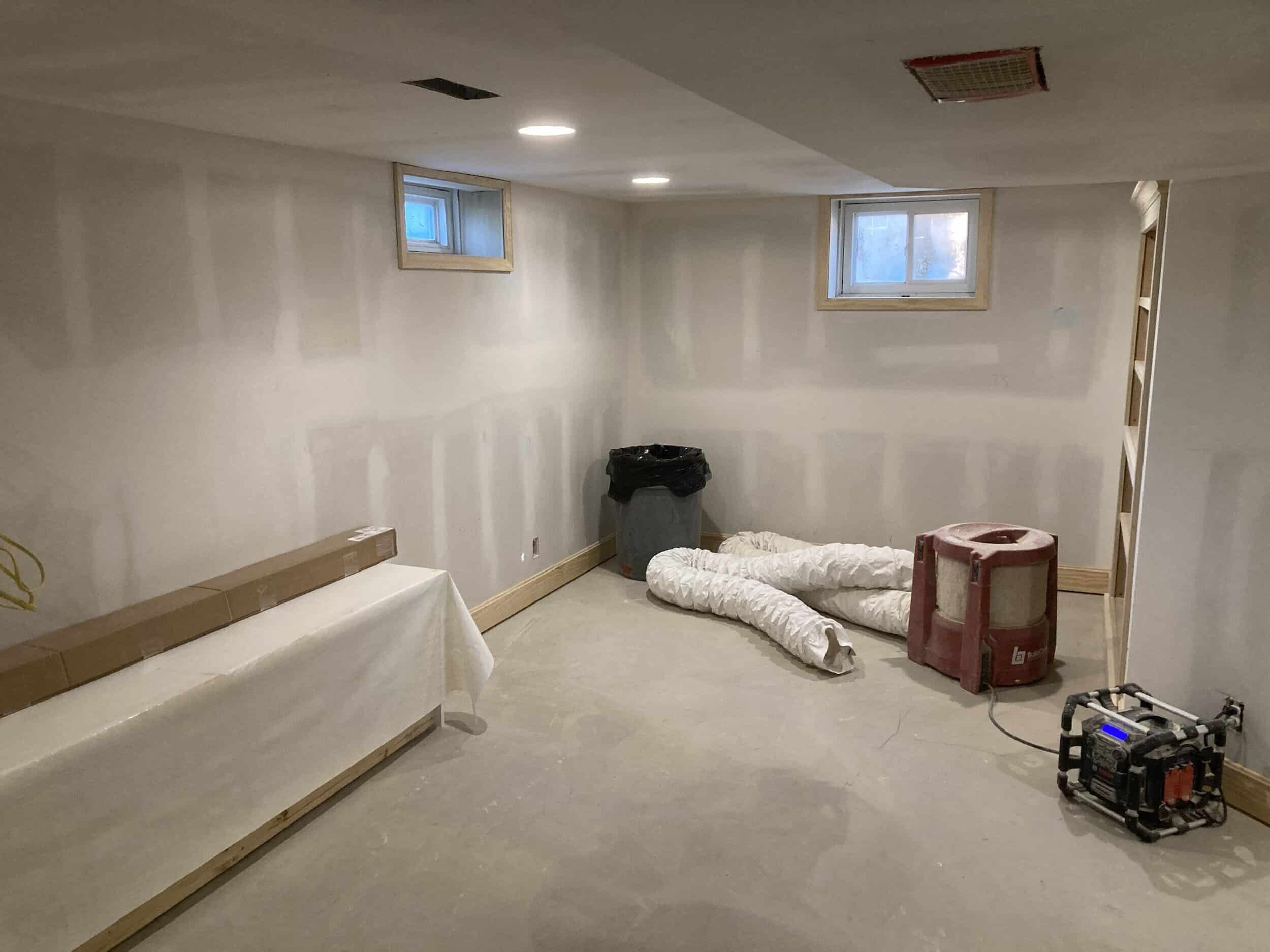 drywall hung so the space is starting to have visible separations between the new rooms