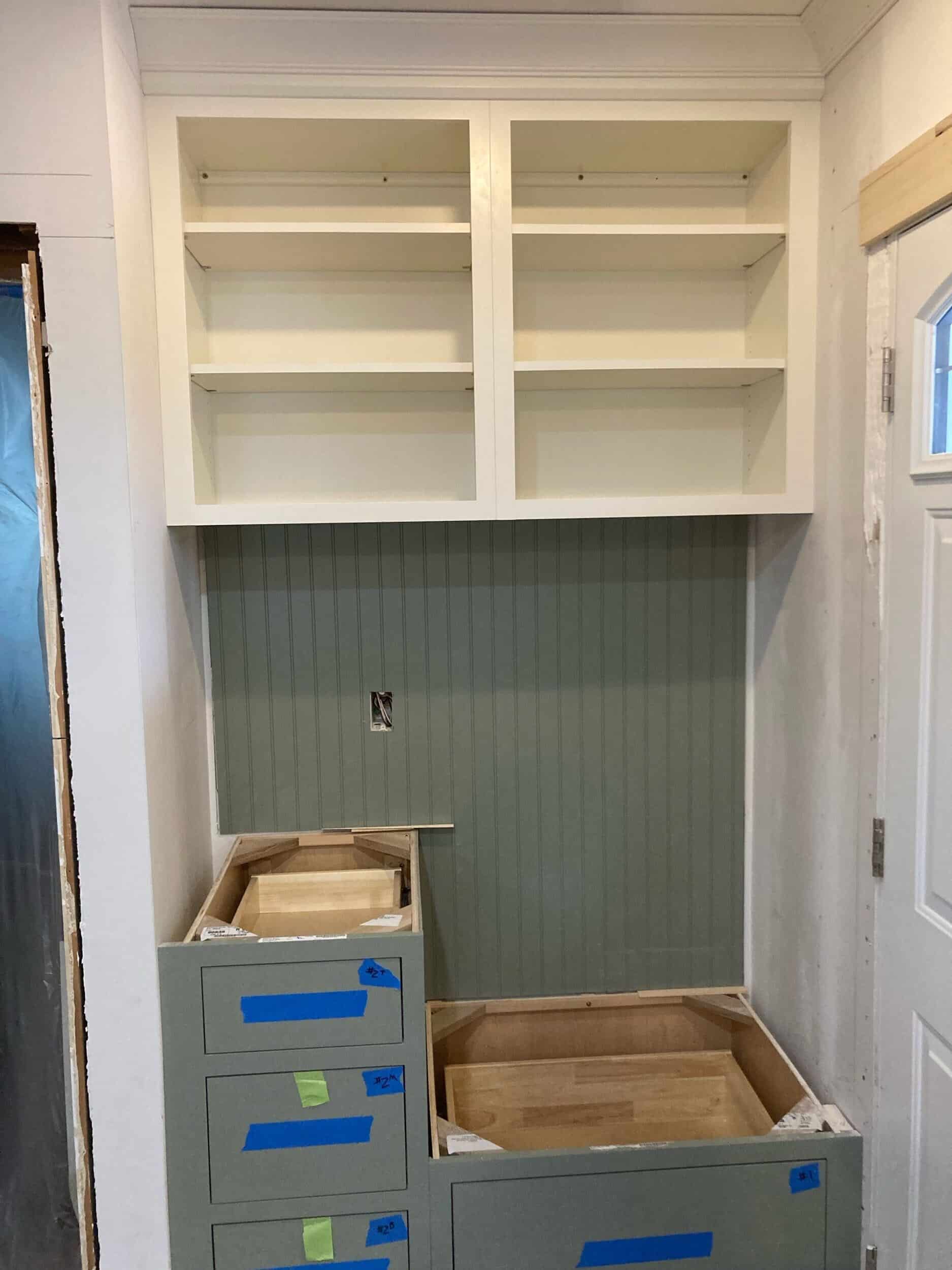 two tone cabinetry installed in custom historic home remodel
