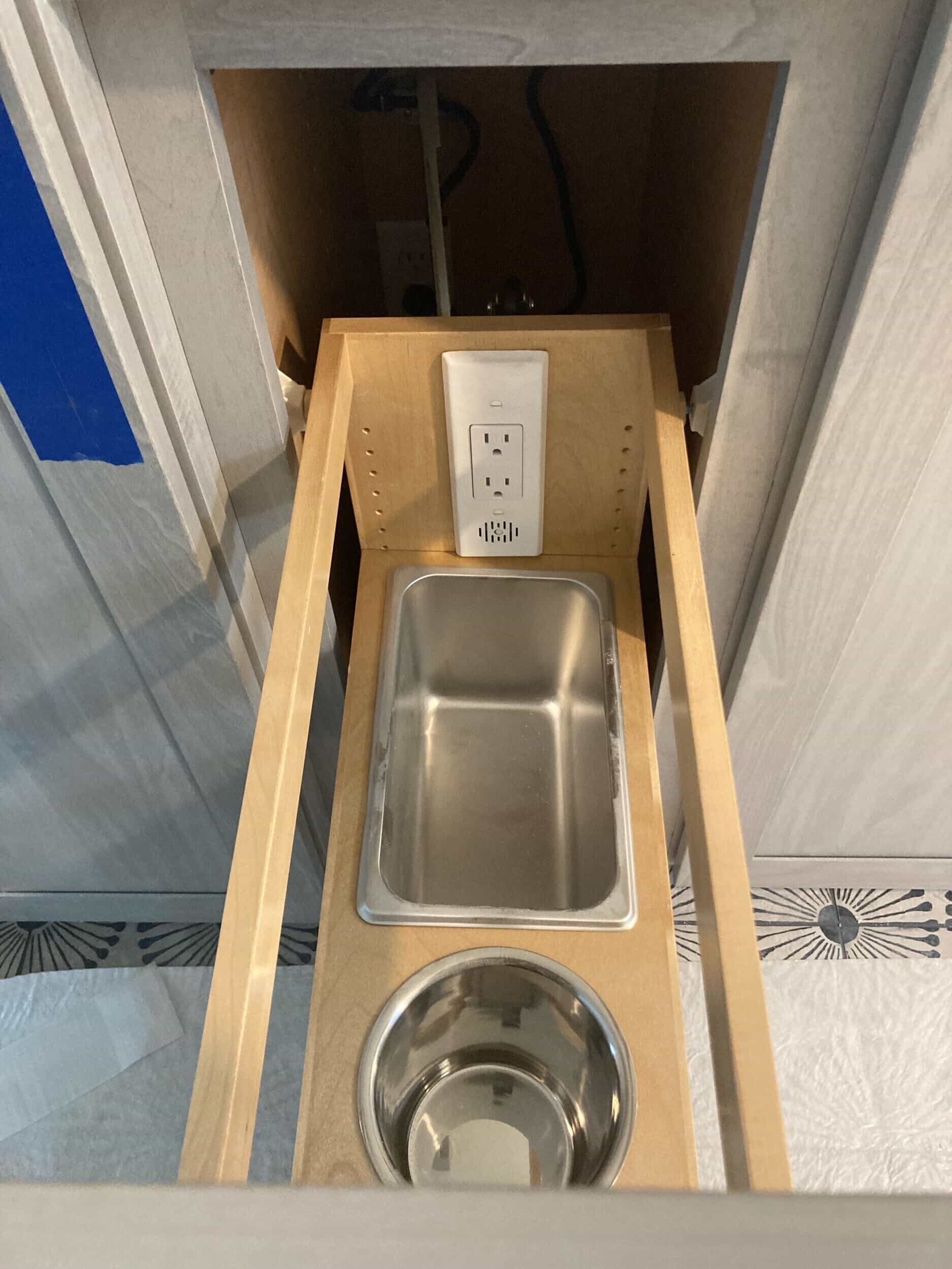 custom drawer accessories for utensil storage on roll out tray in kitchen remodel