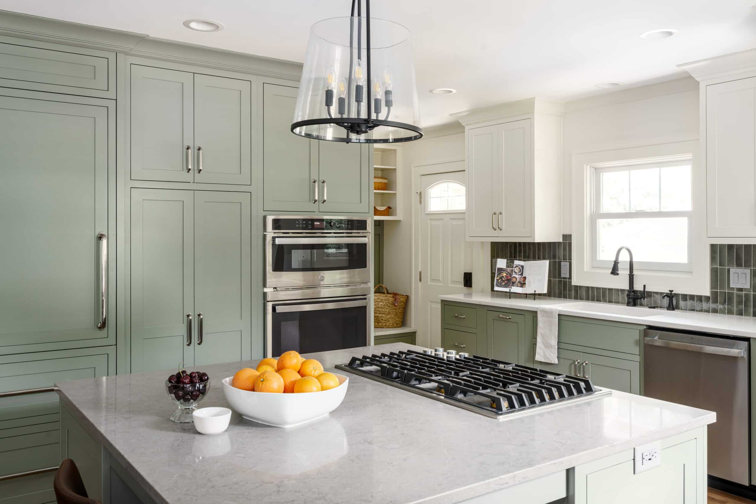 corner kitchen view into back entry