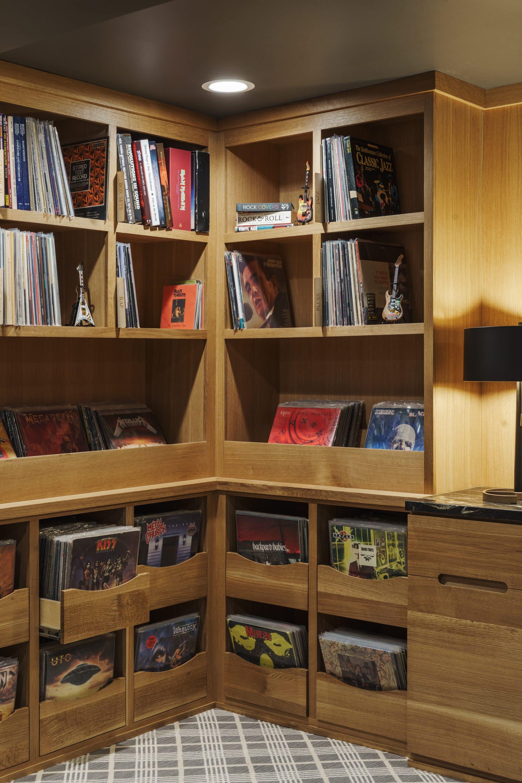 Custom-designed basement vinyl listening room